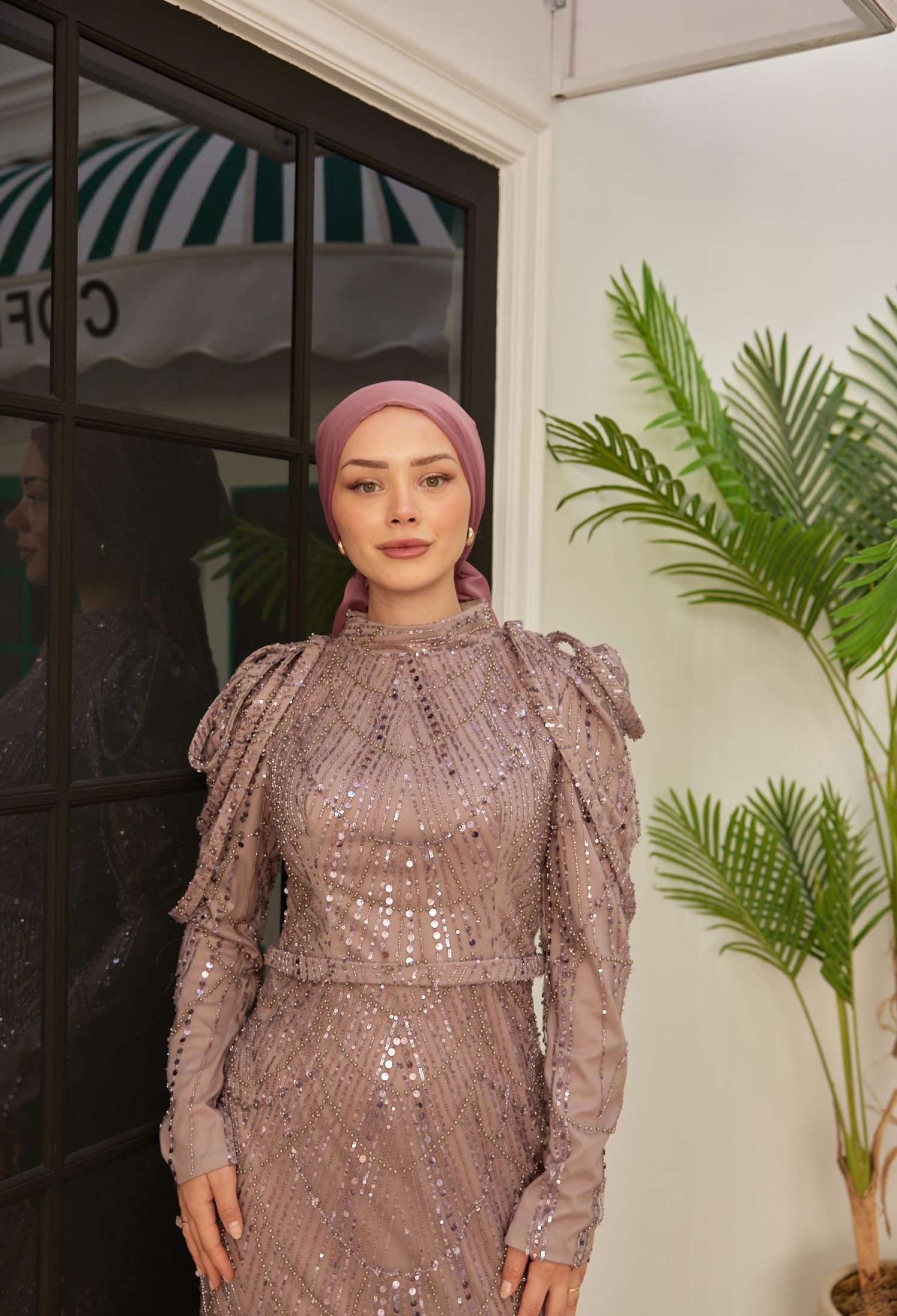 Shoulder Detailed Stone Embellished Evening Dress - Brand: Hulya Keser - Women & Kids, Baby Clothes Wholesale - TheBS Women