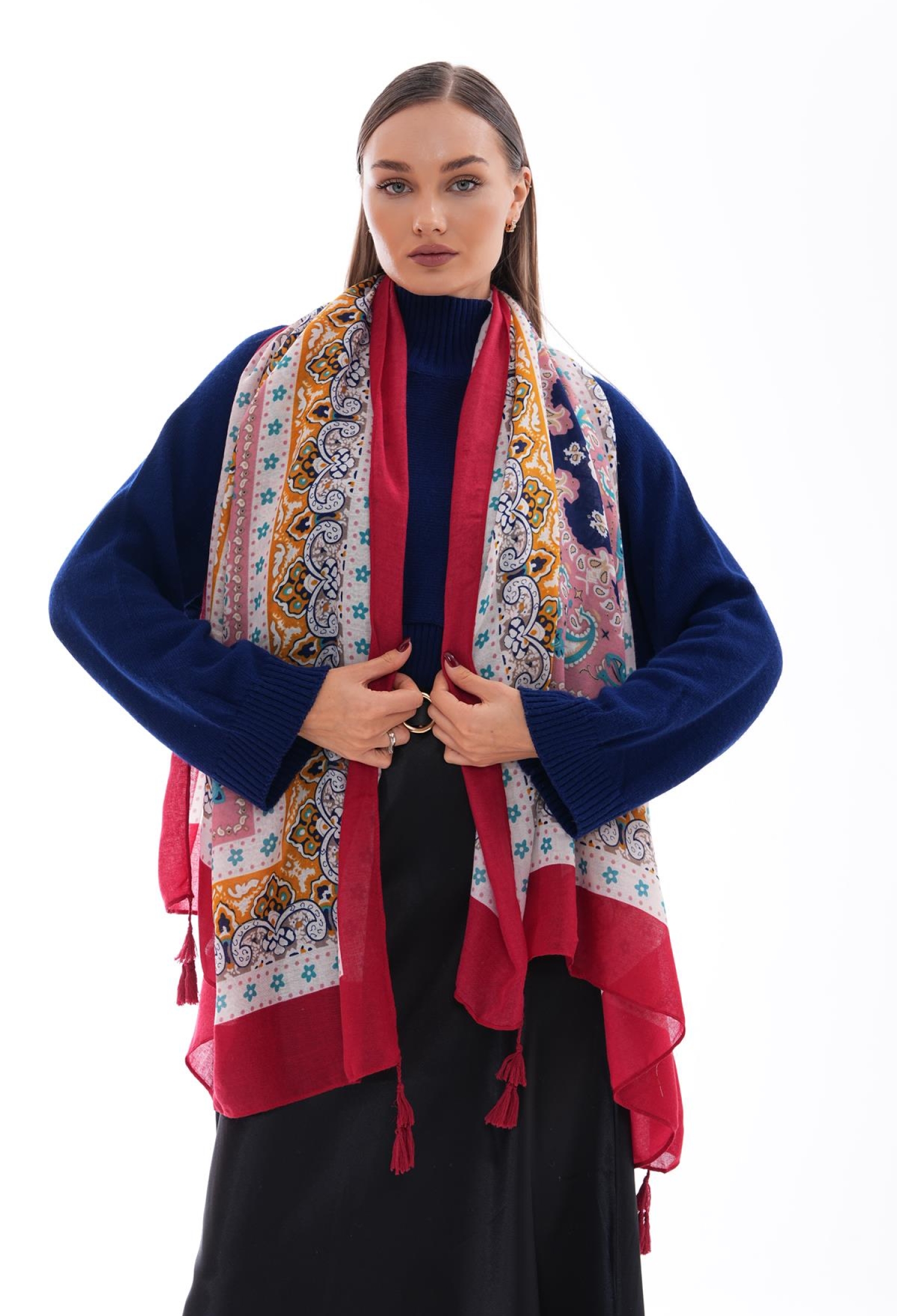 Patchwork Patterned Tassel Shawl - Brand: Axesoire - Women & Kids, Baby Clothes Wholesale - TheBS Women