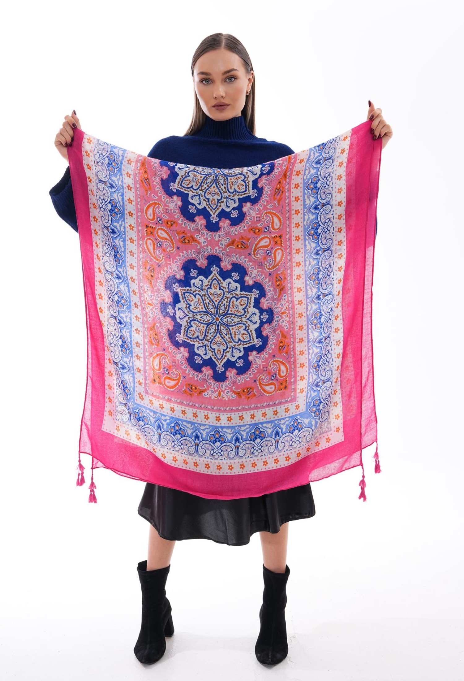 Patchwork Patterned Tassel Shawl - Brand: Axesoire - Women & Kids, Baby Clothes Wholesale - TheBS Women