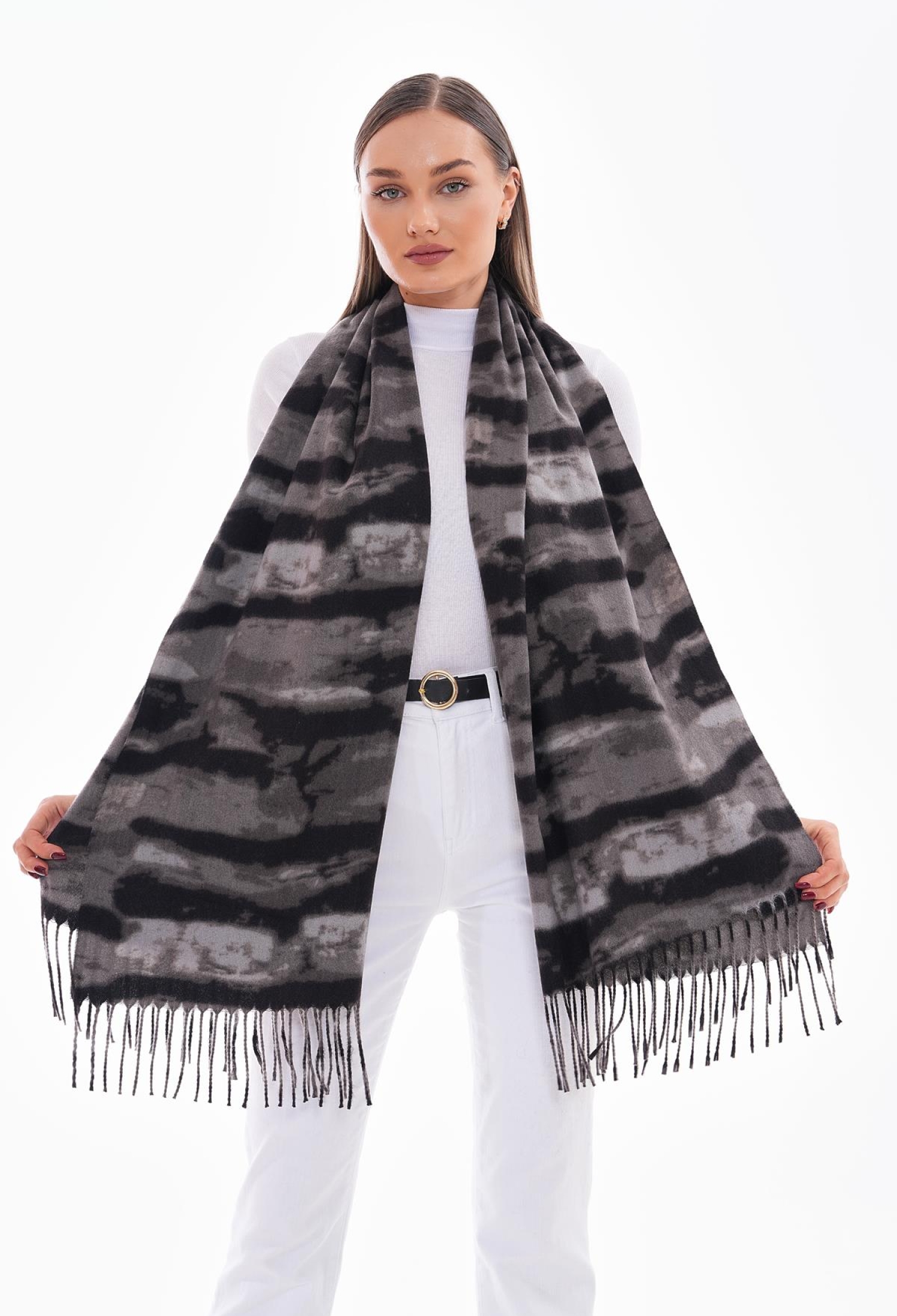 Tassel Shawl With Stripe Transition - Brand: Axesoire - Women & Kids, Baby Clothes Wholesale - TheBS Women