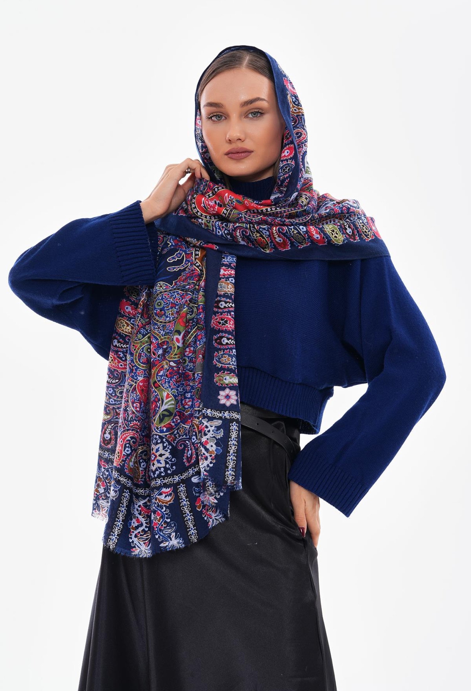 Patchwork Patterned French Fabric Gilded Shawl - Brand: Axesoire - Women & Kids, Baby Clothes Wholesale - TheBS Women