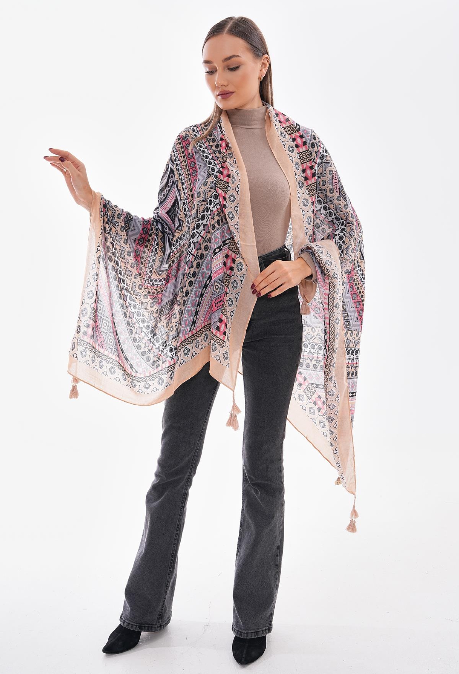Patterned Tassel Shawl - Brand: Axesoire - Women & Kids, Baby Clothes Wholesale - TheBS Women
