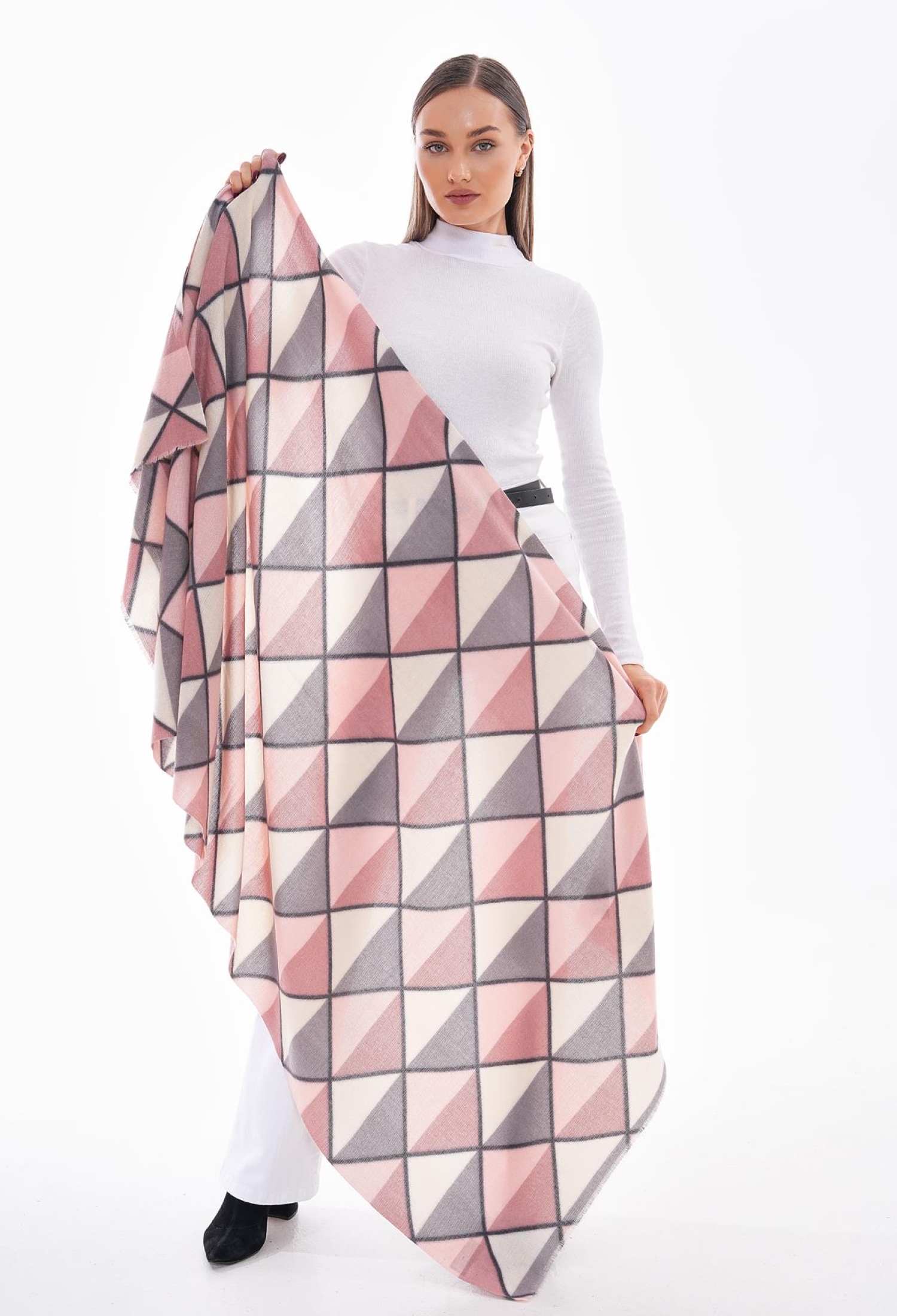 Tile Patterned Shawl - Beige - Brand: Axesoire - Women & Kids, Baby Clothes Wholesale - TheBS Women