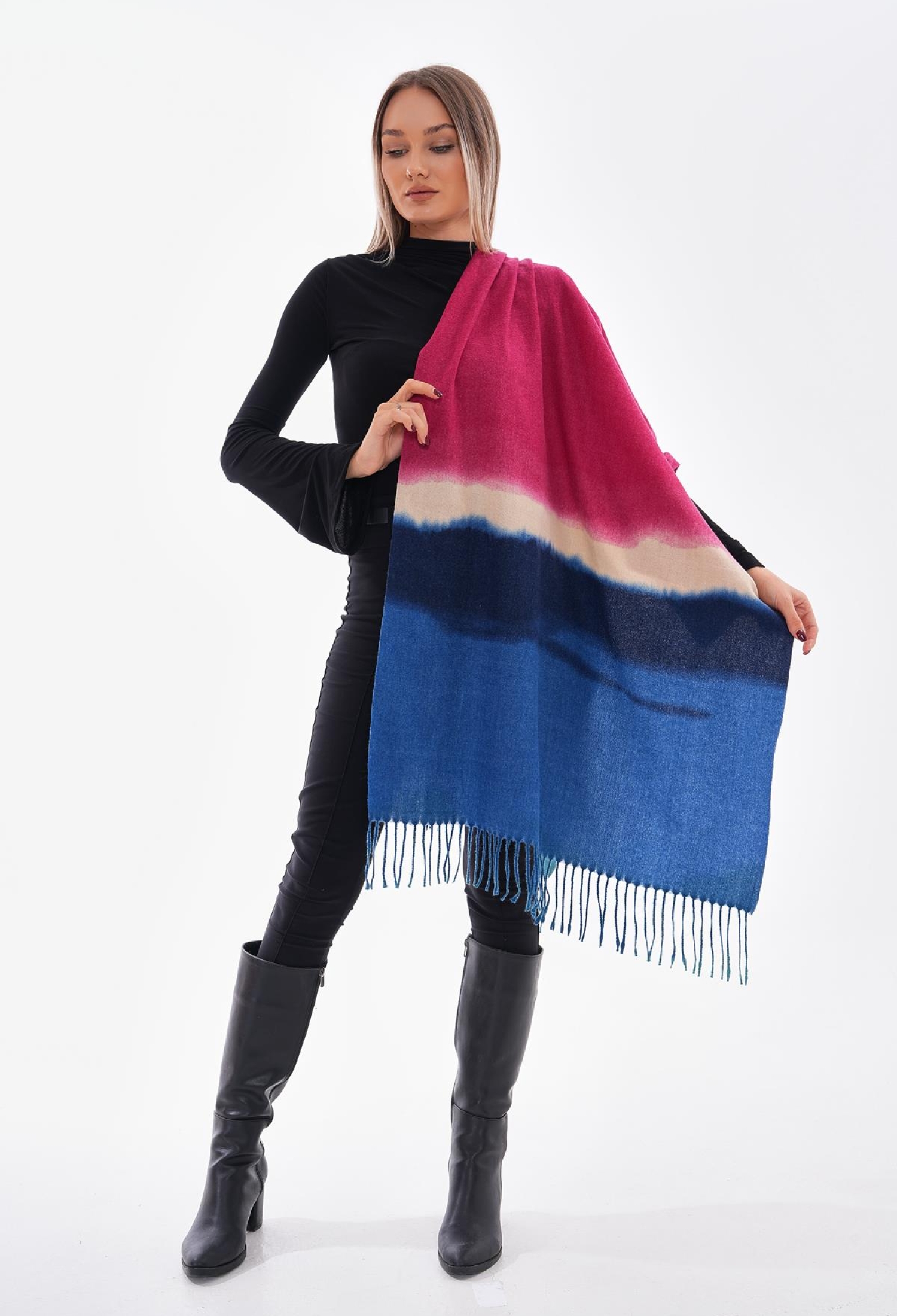 Sax Blue Tassel Shawl - Multicoloured - Brand: Axesoire - Women & Kids, Baby Clothes Wholesale - TheBS Women