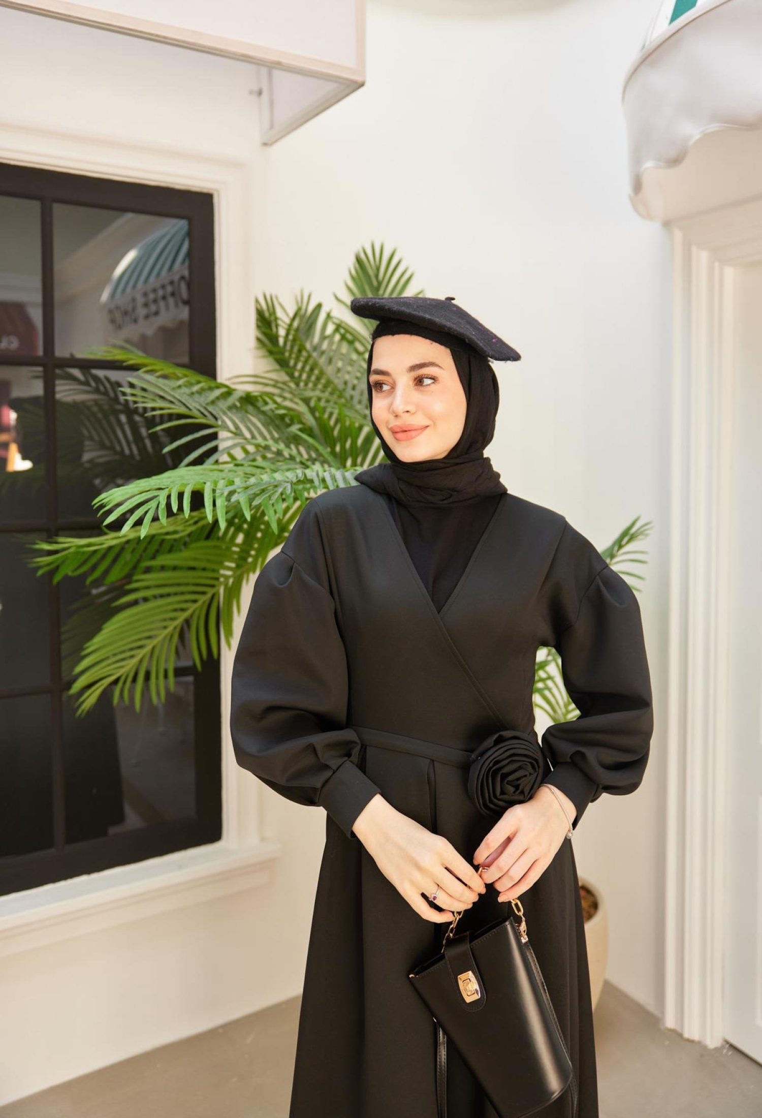 Scuba Fabric Dress With Rose Detail On Waist - Brand: Hulya Keser - Women & Kids, Baby Clothes Wholesale - TheBS Women