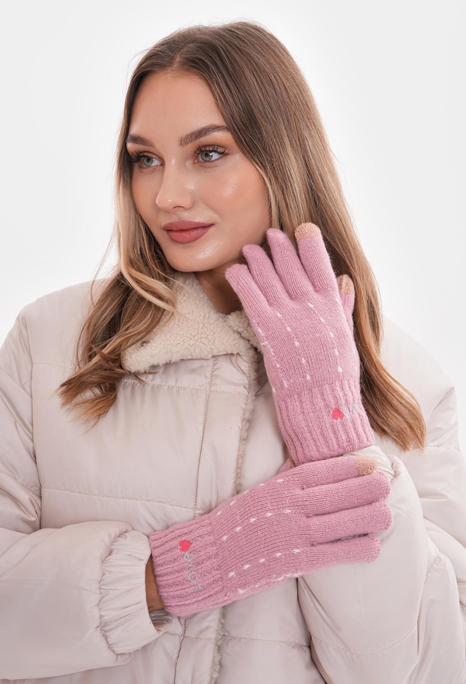 Love Embroidered Touchscreen Double Layer Gloves - Brand: Axesoire - Women & Kids, Baby Clothes Wholesale - TheBS Women