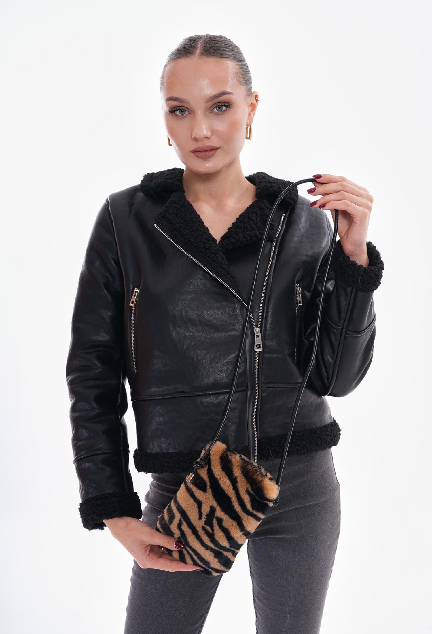 Zebra Patterned Brown Mini Plush Bag - Brand: Axesoire - Women & Kids, Baby Clothes Wholesale - TheBS Women