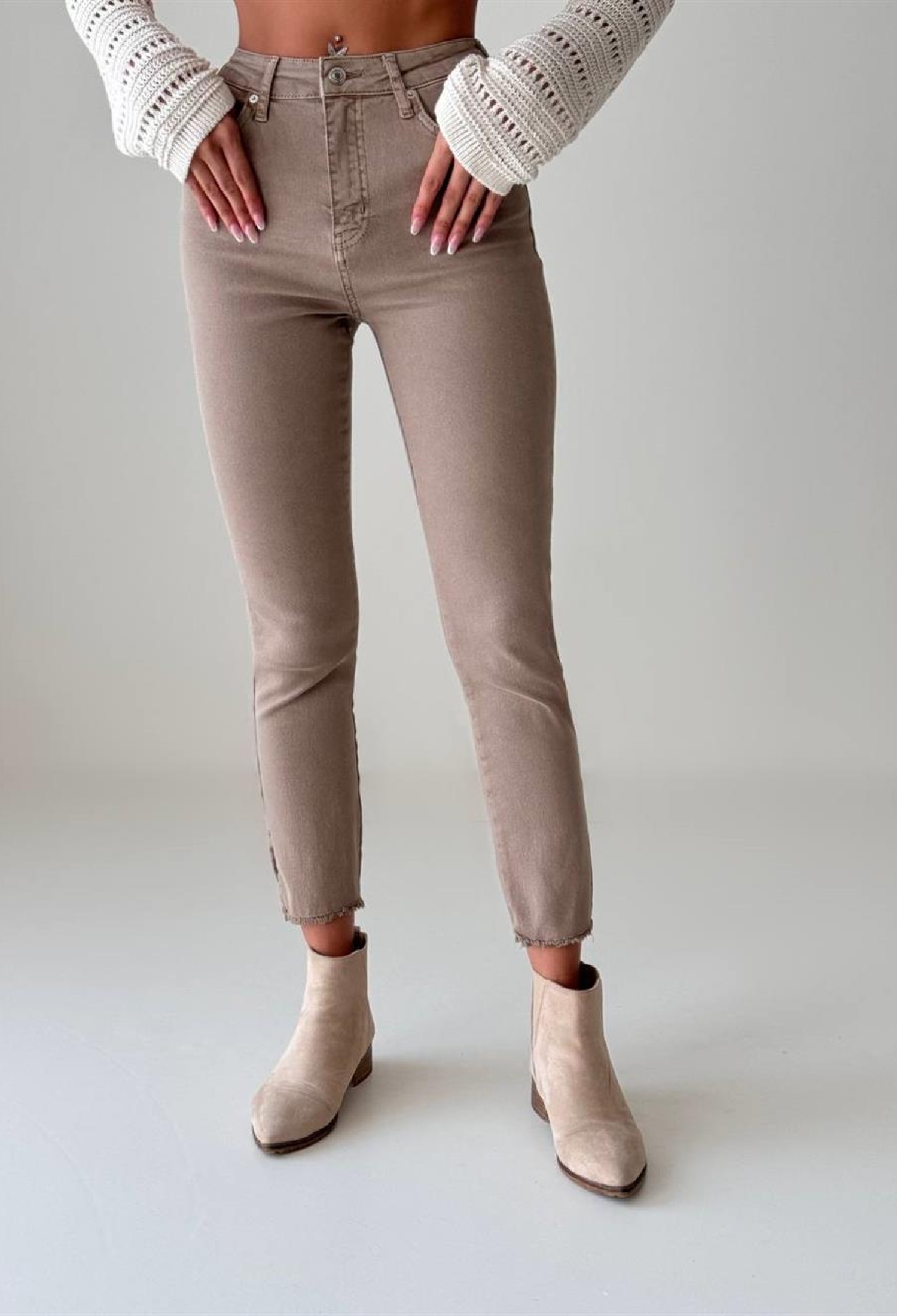 High Waist Slit Detailed Mink Mia Jeans - Brand: LACARINO - Women & Kids, Baby Clothes Wholesale - TheBS Women