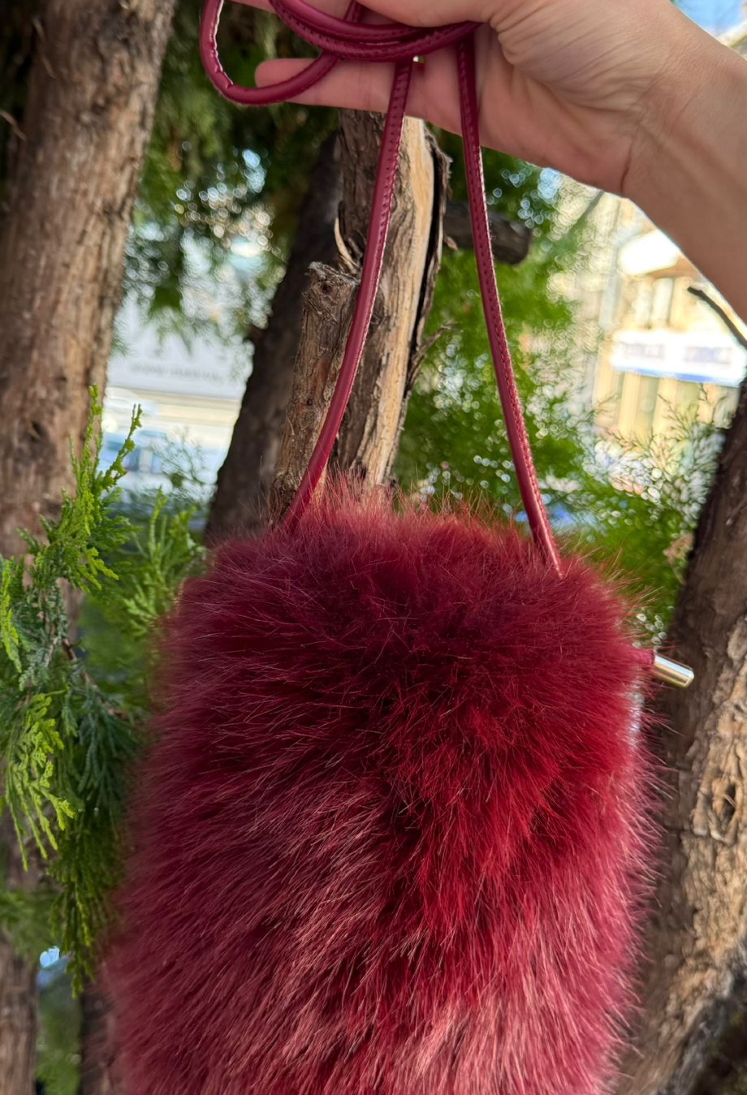 Mini Plush Bag With Velvet Lining Inside - Burgundy - Brand: Axesoire - Women & Kids, Baby Clothes Wholesale - TheBS Women