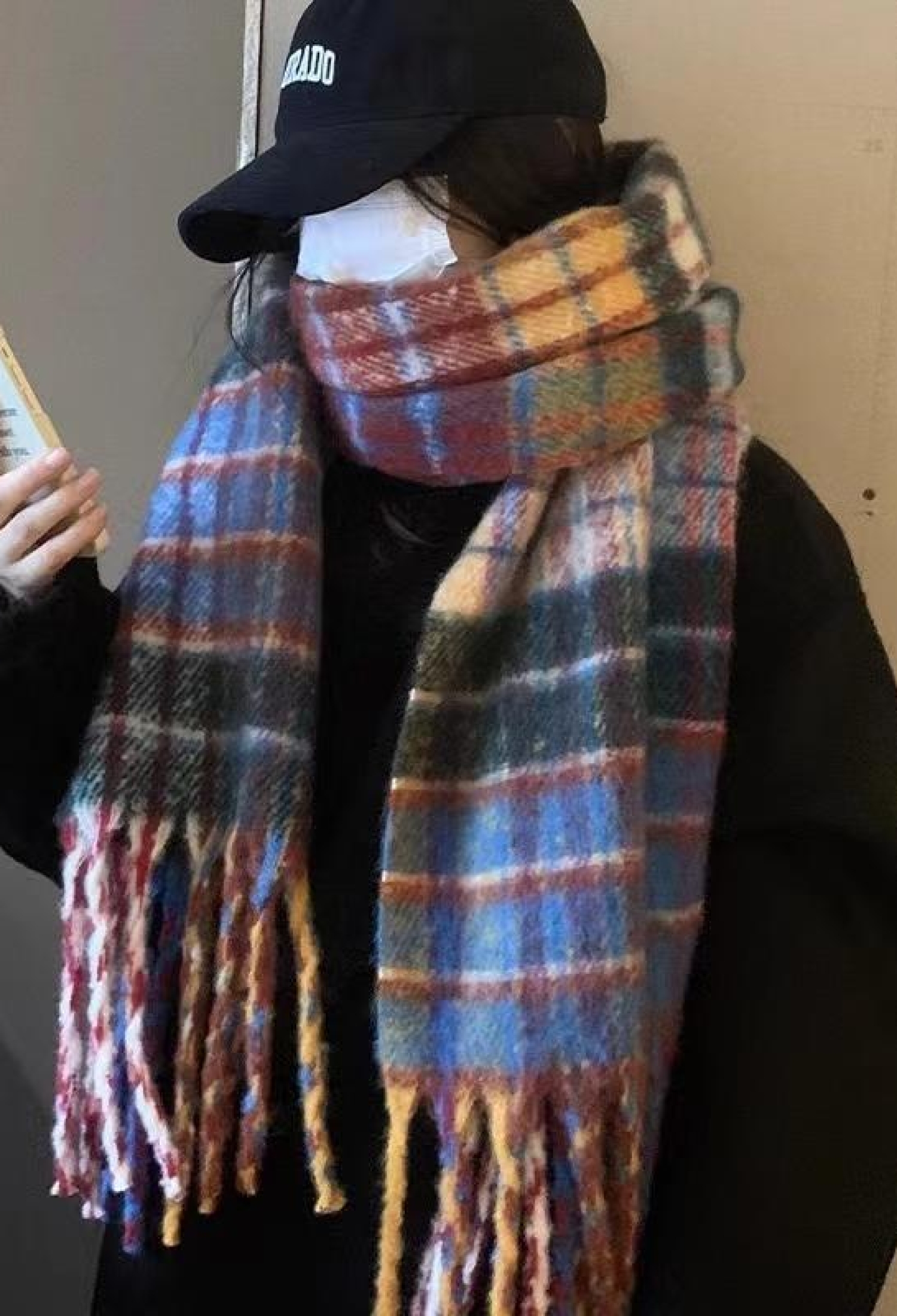 Shawl Patterned Shawl Scarf - Blue - Brand: Axesoire - Women & Kids, Baby Clothes Wholesale - TheBS Women