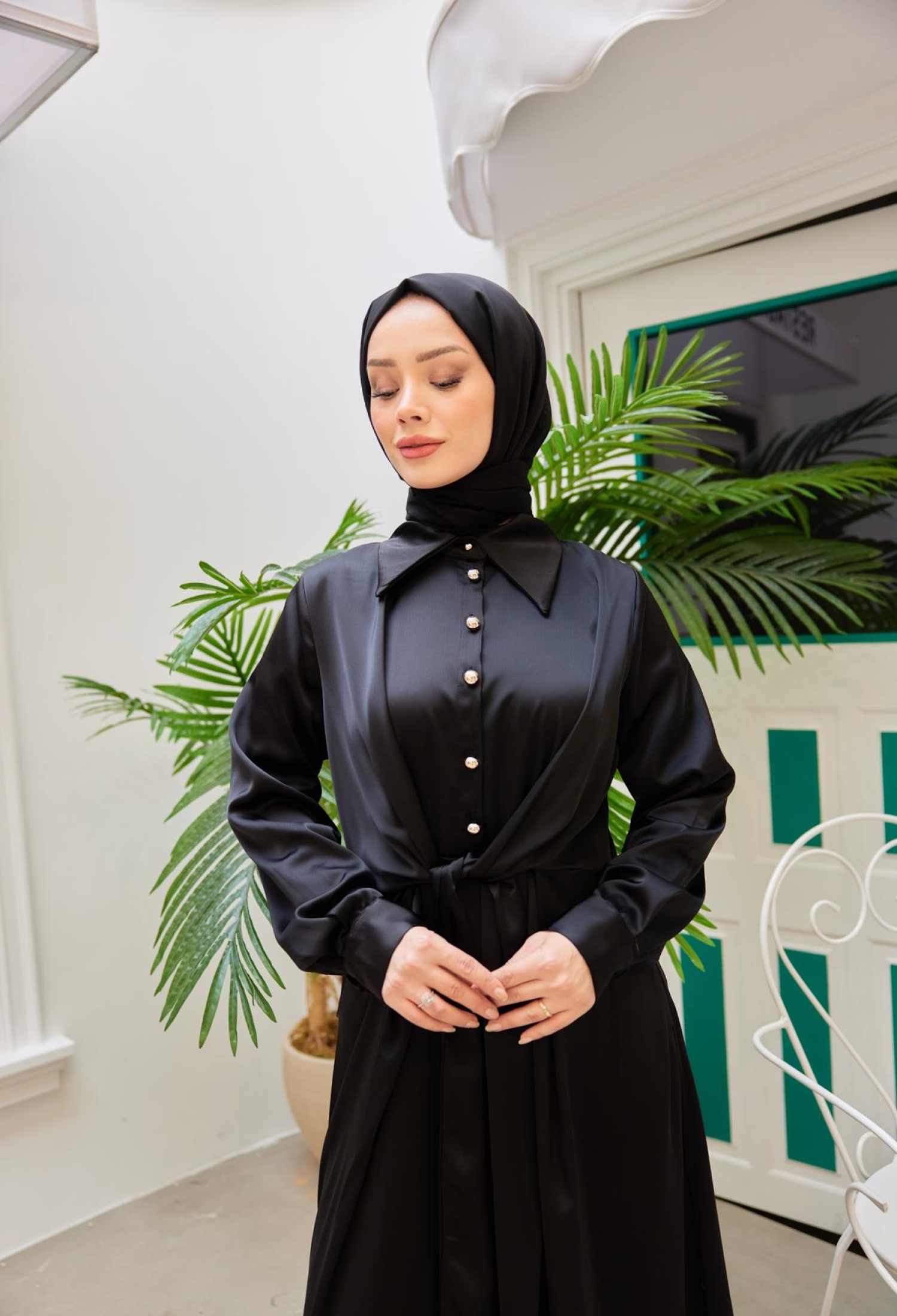 Peyda Shirt Collar Buttoned Evening Dress - Brand: Hulya Keser - Women & Kids, Baby Clothes Wholesale - TheBS Women