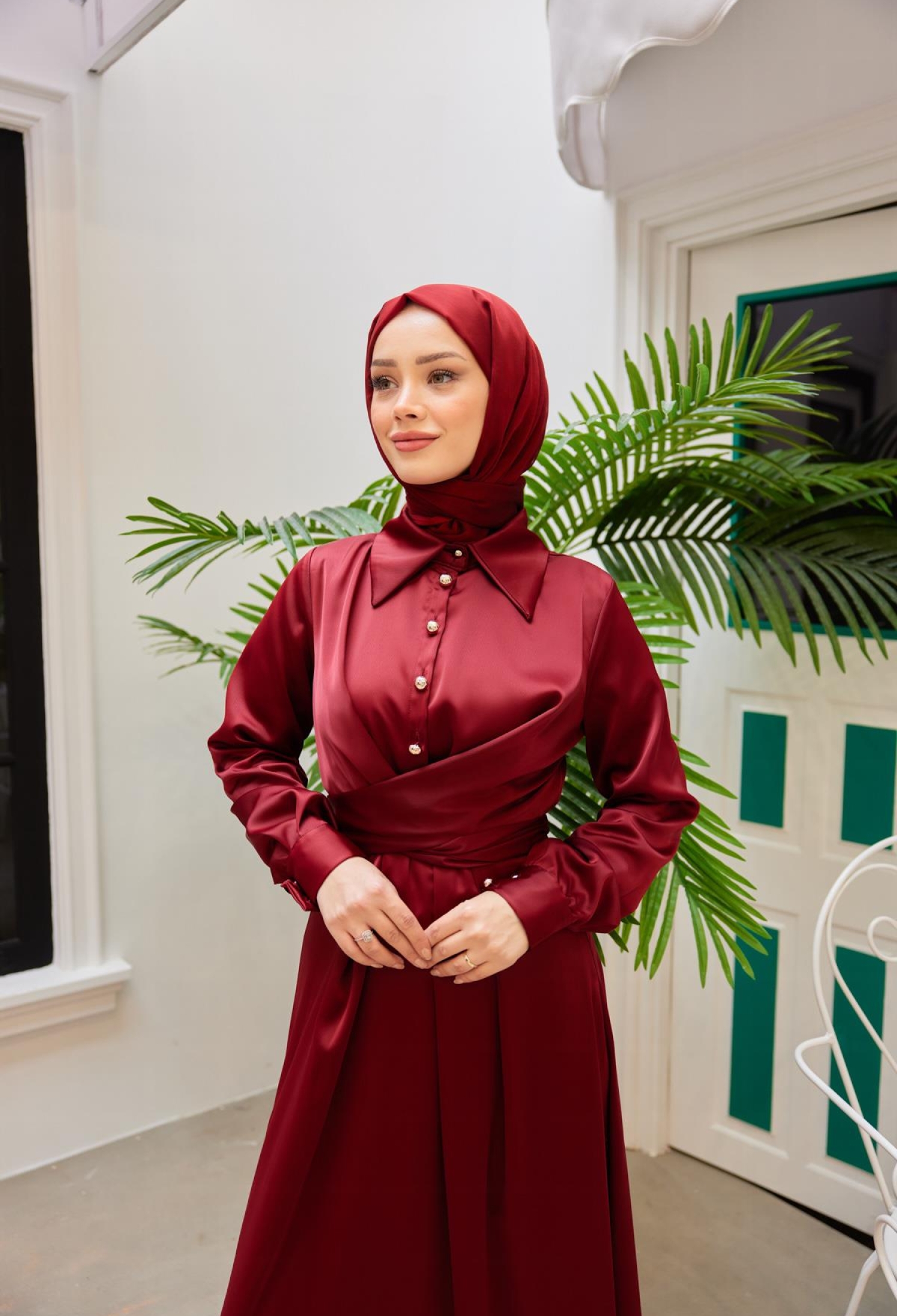 Peyda Shirt Collar Buttoned Evening Dress - Brand: Hulya Keser - Women & Kids, Baby Clothes Wholesale - TheBS Women