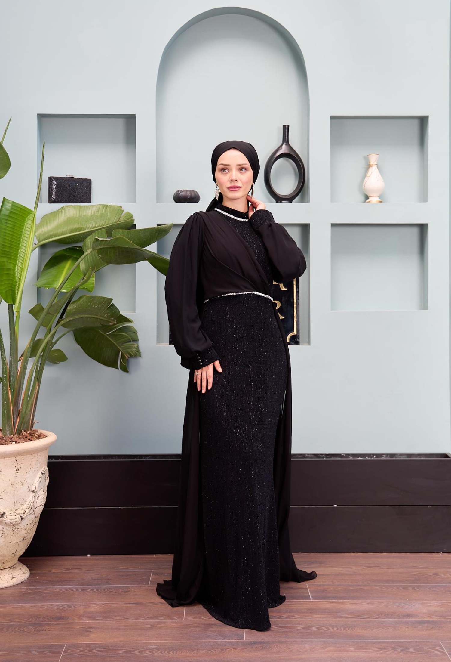 Waist And Neck Stone Embellished Evening Dress - Brand: Hulya Keser - Women & Kids, Baby Clothes Wholesale - TheBS Women