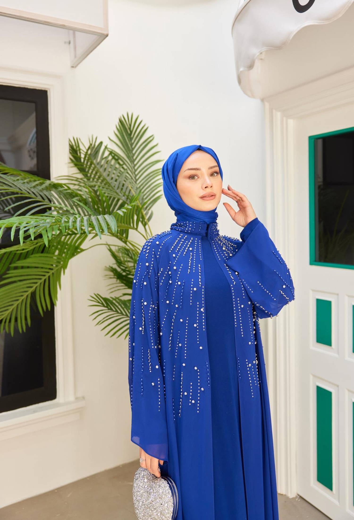 Princess Stoned Inner Abaya -Blue - Brand: Hulya Keser - Women & Kids, Baby Clothes Wholesale - TheBS Women