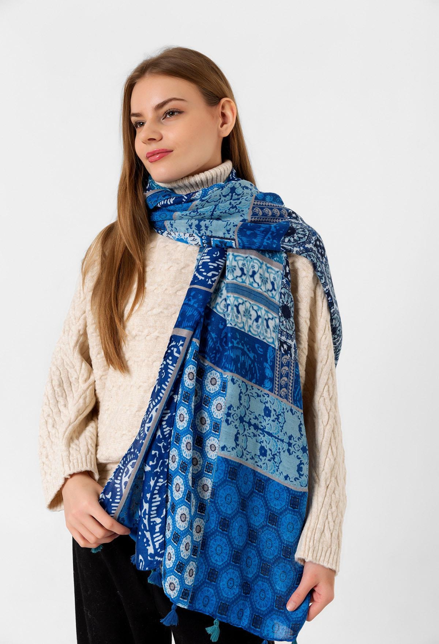 Ethnic Patterned Tassel Shawl - Brand: Axesoire - Women & Kids, Baby Clothes Wholesale - TheBS Women
