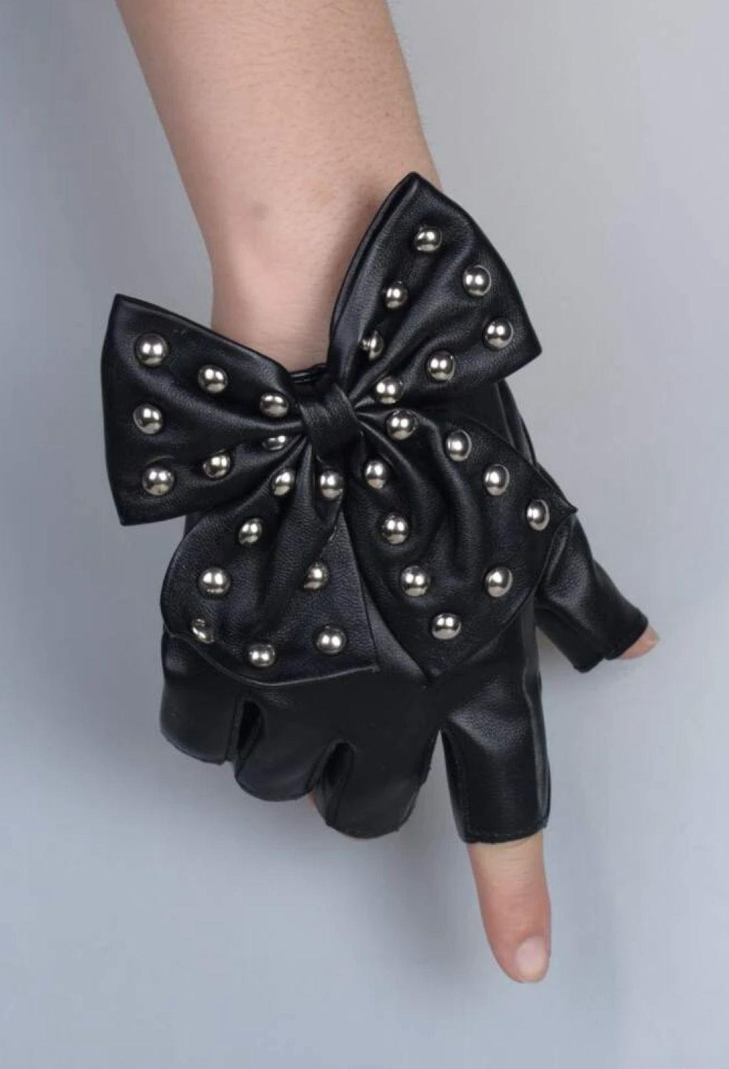 Ribbon Stone Leather Gloves - Black - Brand: Axesoire - Women & Kids, Baby Clothes Wholesale - TheBS Women