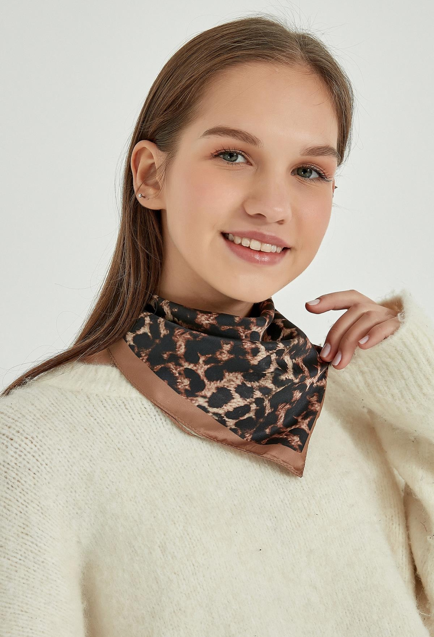 Leopard Pattern Bandana Scarf - Brown & Black - Brand: Axesoire - Women & Kids, Baby Clothes Wholesale - TheBS Women
