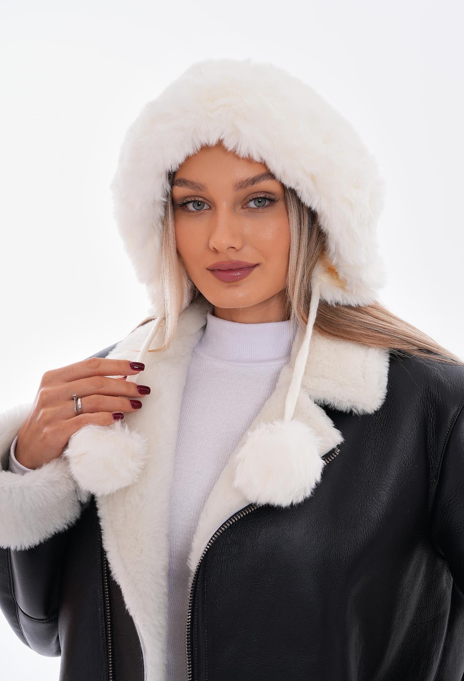 Pompom And Stoned Plush Fur Pilot Hat And Beret - Brand: Axesoire - Women & Kids, Baby Clothes Wholesale - TheBS Women