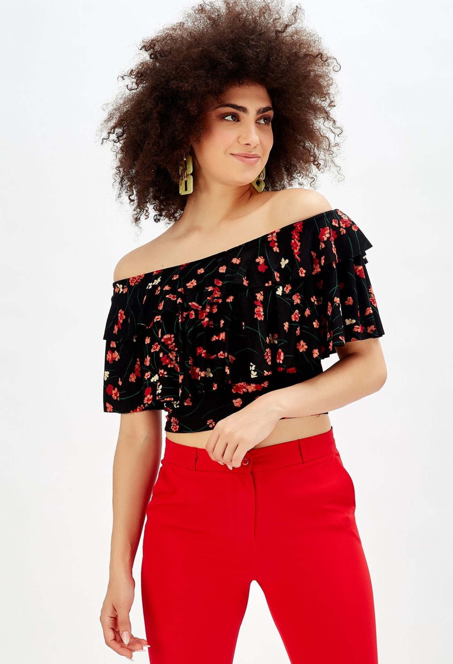 Floral Double Flounce Shoulder Blouse - Brand: SENSE - Women & Kids, Baby Clothes Wholesale - TheBS Women