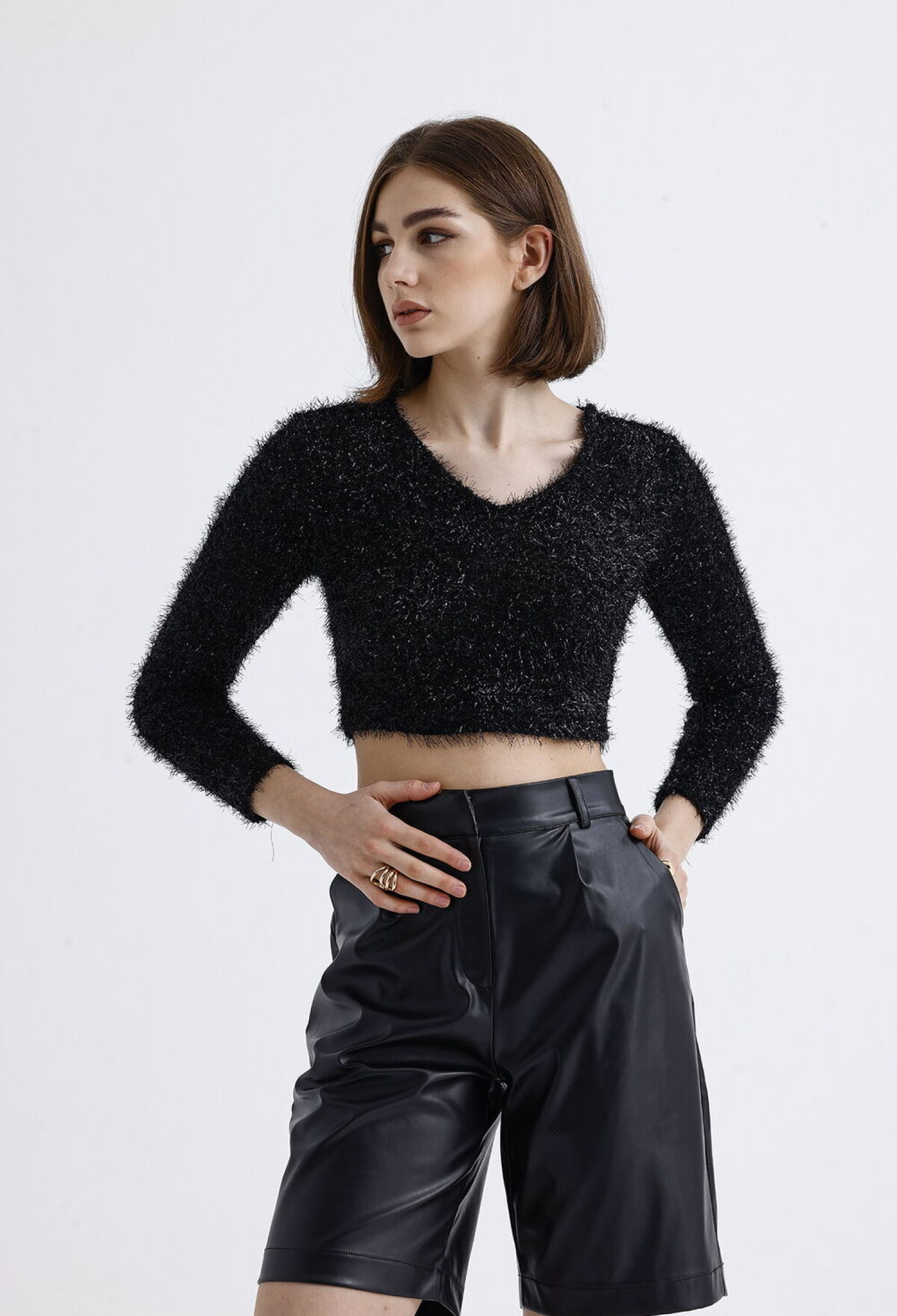 Sense Black Silvery Bearded Evening Dress Crop Blouse - Brand: SENSE - Women & Kids, Baby Clothes Wholesale - TheBS Women