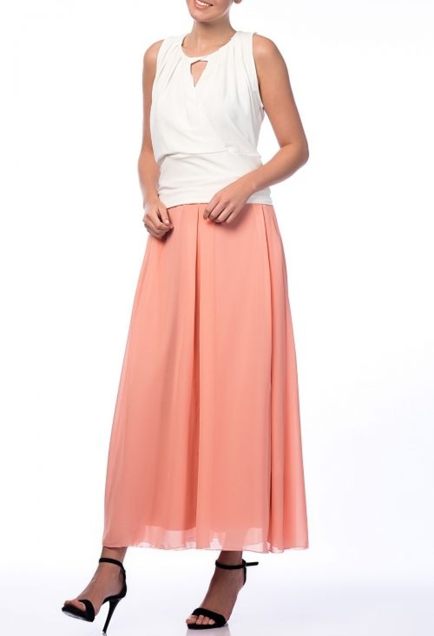 Plus Size Pleated Chiffon Skirt - Salmon Pink - Brand: SENSE - Women & Kids, Baby Clothes Wholesale - TheBS Women