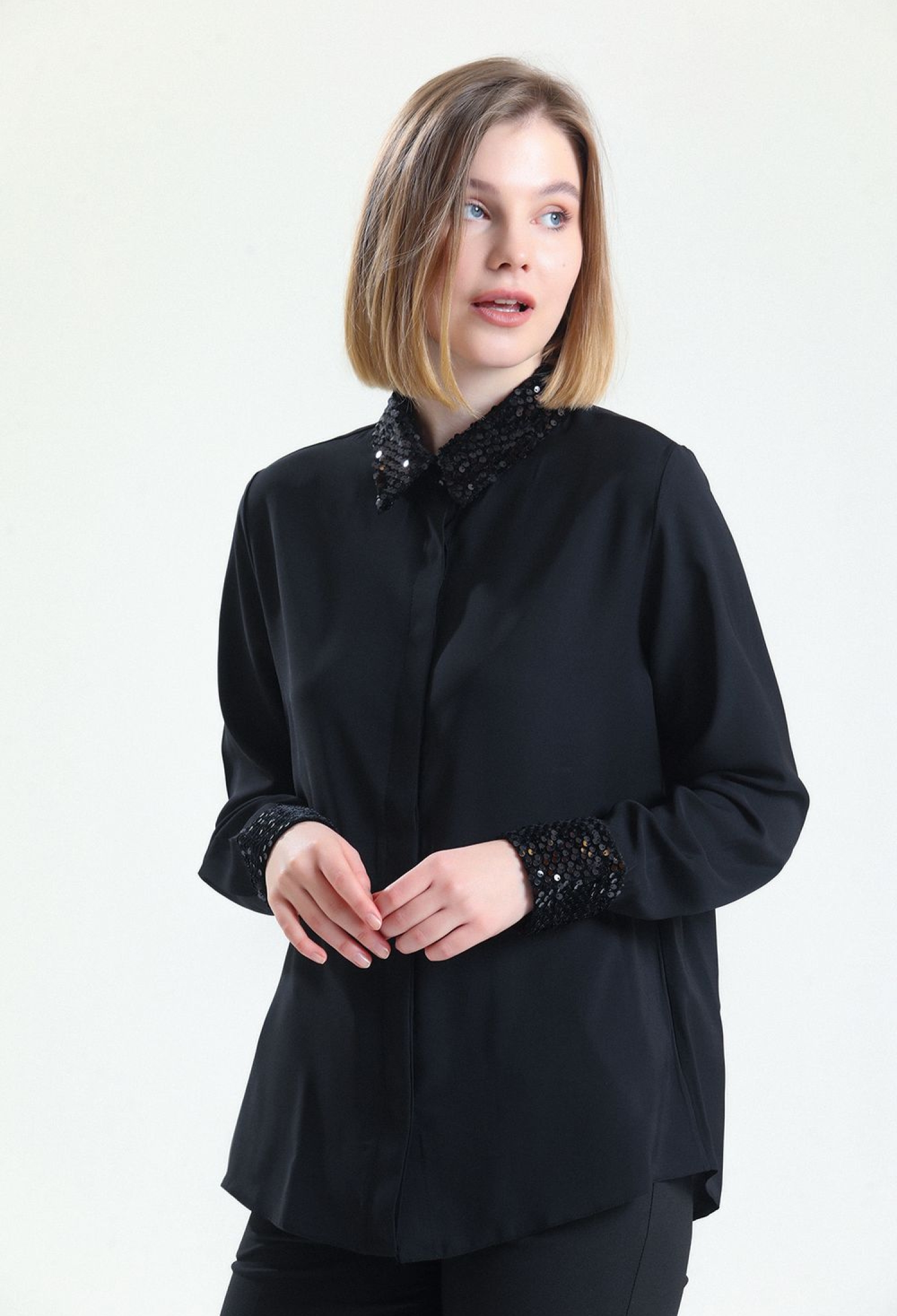 Velvet Sequined Buttoned Jesika Shirt - Brand: SENSE - Women & Kids, Baby Clothes Wholesale - TheBS Women