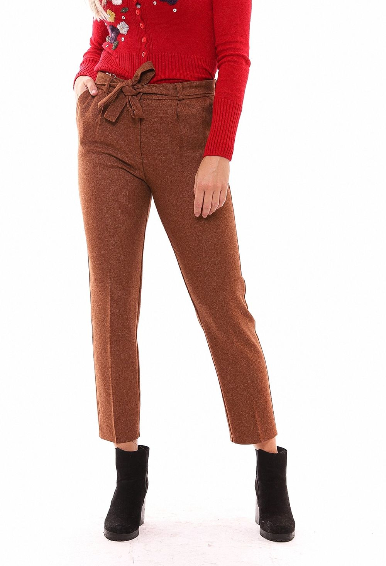 Belted Ankle Trousers - Tile - Brand: SENSE - Women & Kids, Baby Clothes Wholesale - TheBS Women