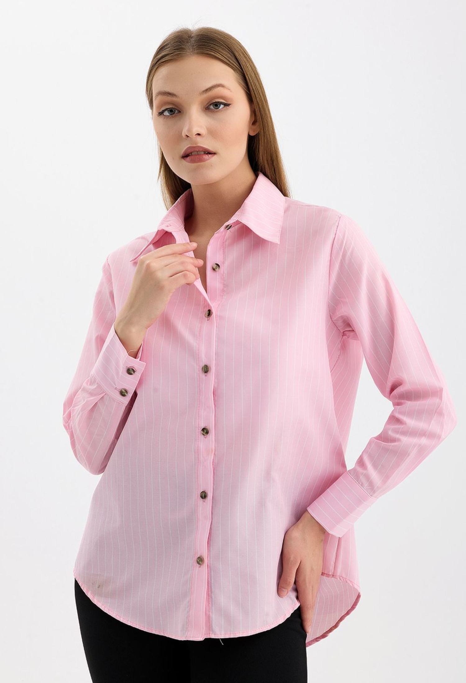 Comfortable Fit Long Sleeve Striped Shirt - Brand: SENSE - Women & Kids, Baby Clothes Wholesale - TheBS Women