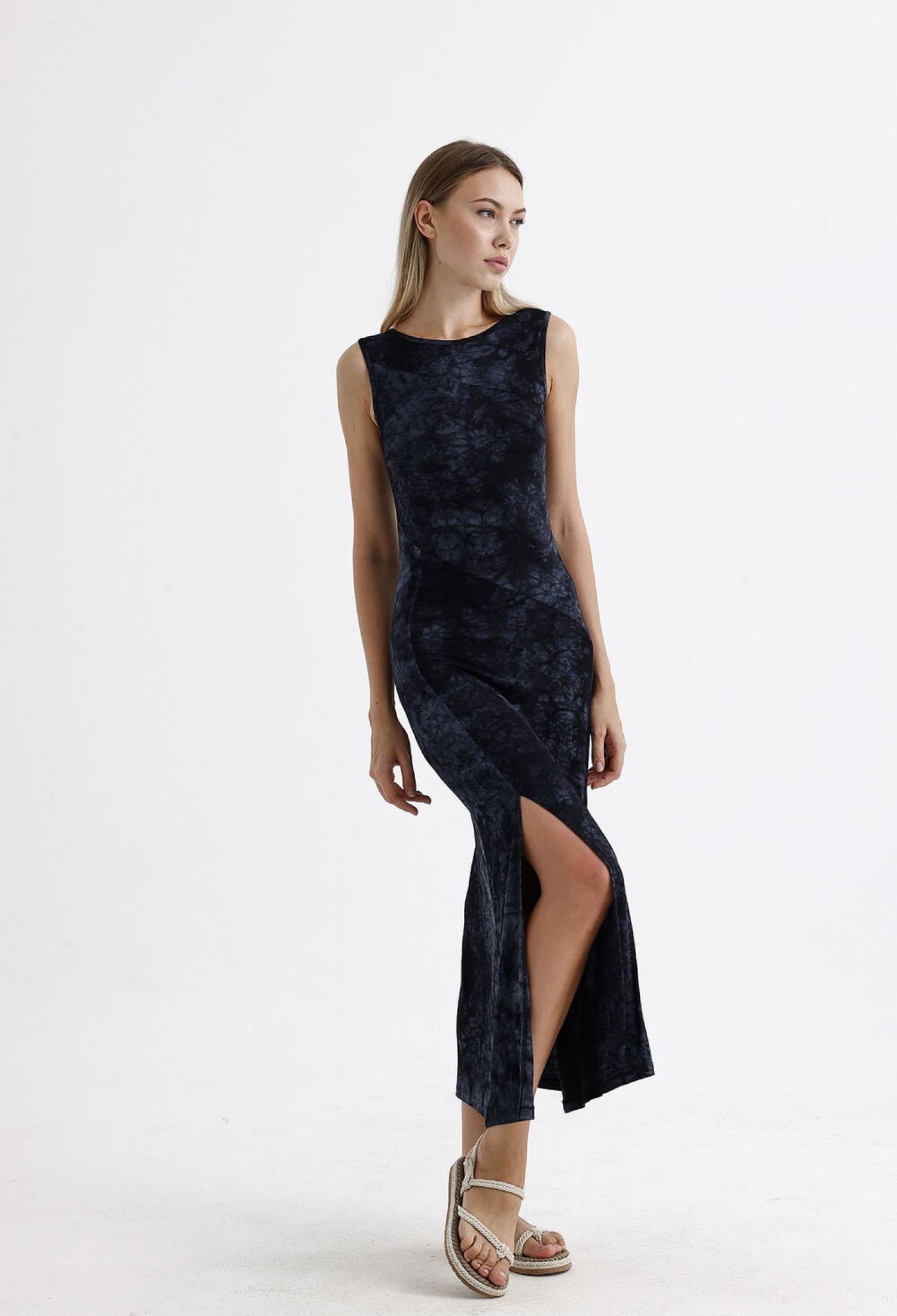 Batik Slit Sleeveless Lycra Viscose Dress - Brand: SENSE - Women & Kids, Baby Clothes Wholesale - TheBS Women