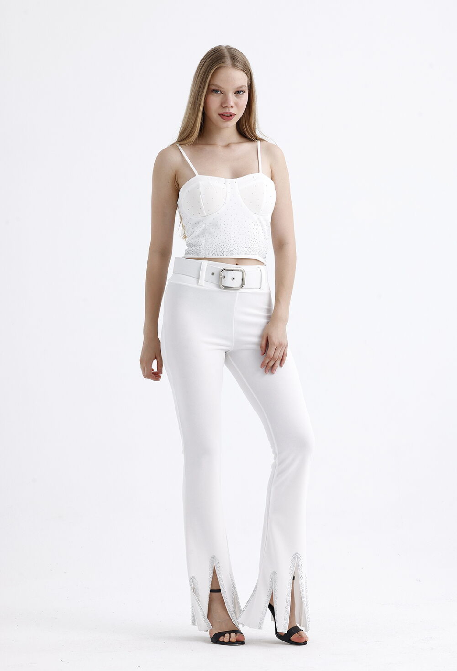 Belted Stone Detailed Evening Dress Trousers - Brand: SENSE - Women & Kids, Baby Clothes Wholesale - TheBS Women