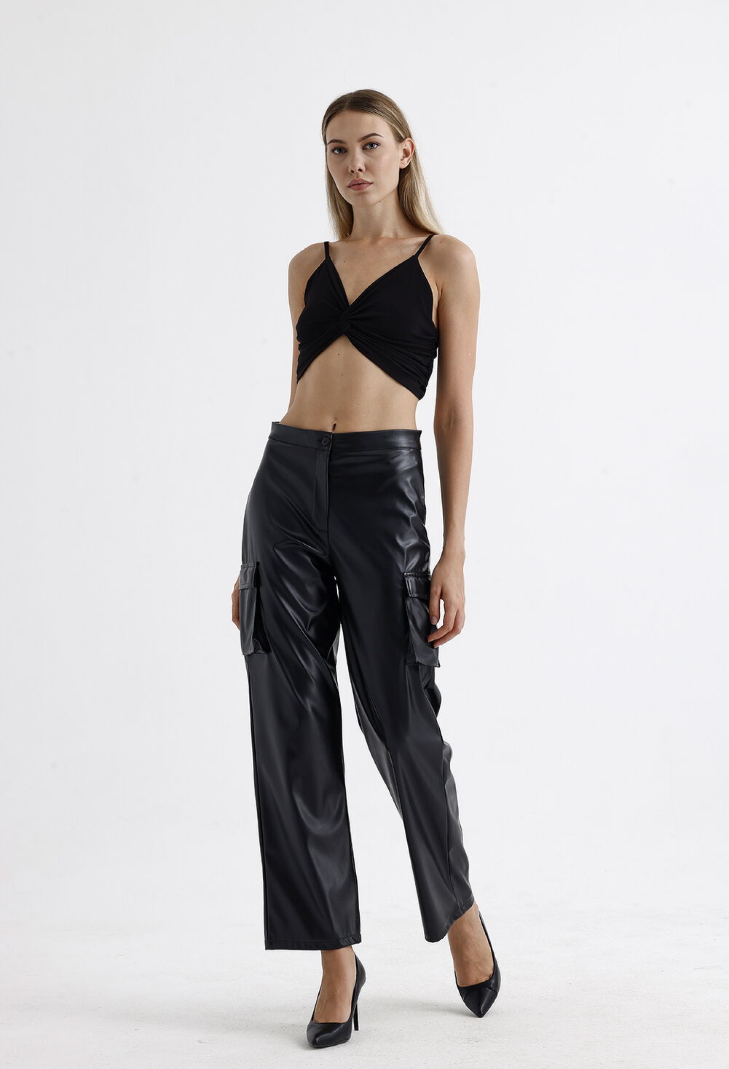 SenseCargo Pocket Faux Leather Trousers - Brand: SENSE - Women & Kids, Baby Clothes Wholesale - TheBS Women