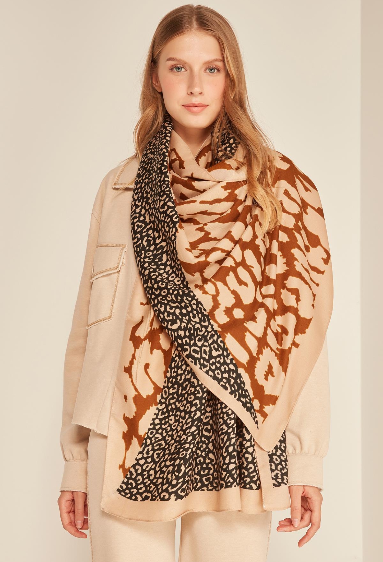Patchwork Leopard Patterned Shawl - Brand: Axesoire - Women & Kids, Baby Clothes Wholesale - TheBS Women