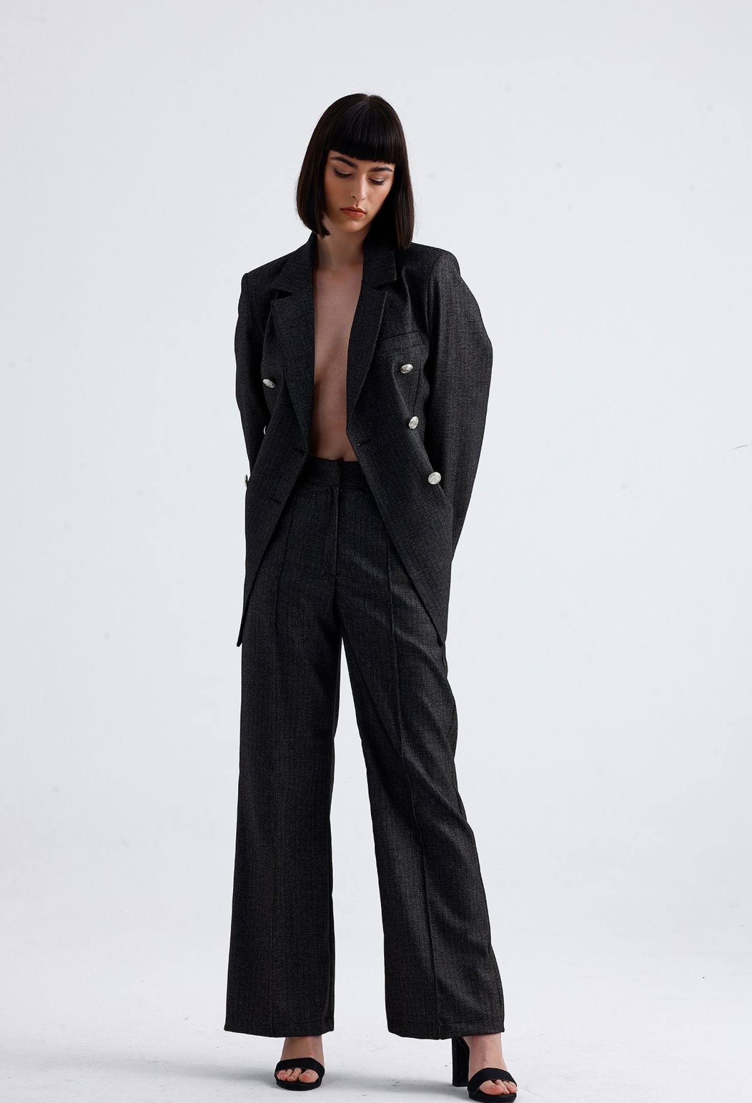 Pocket Detailed Melange Pants - Anthracite - Brand: SENSE - Women & Kids, Baby Clothes Wholesale - TheBS Women