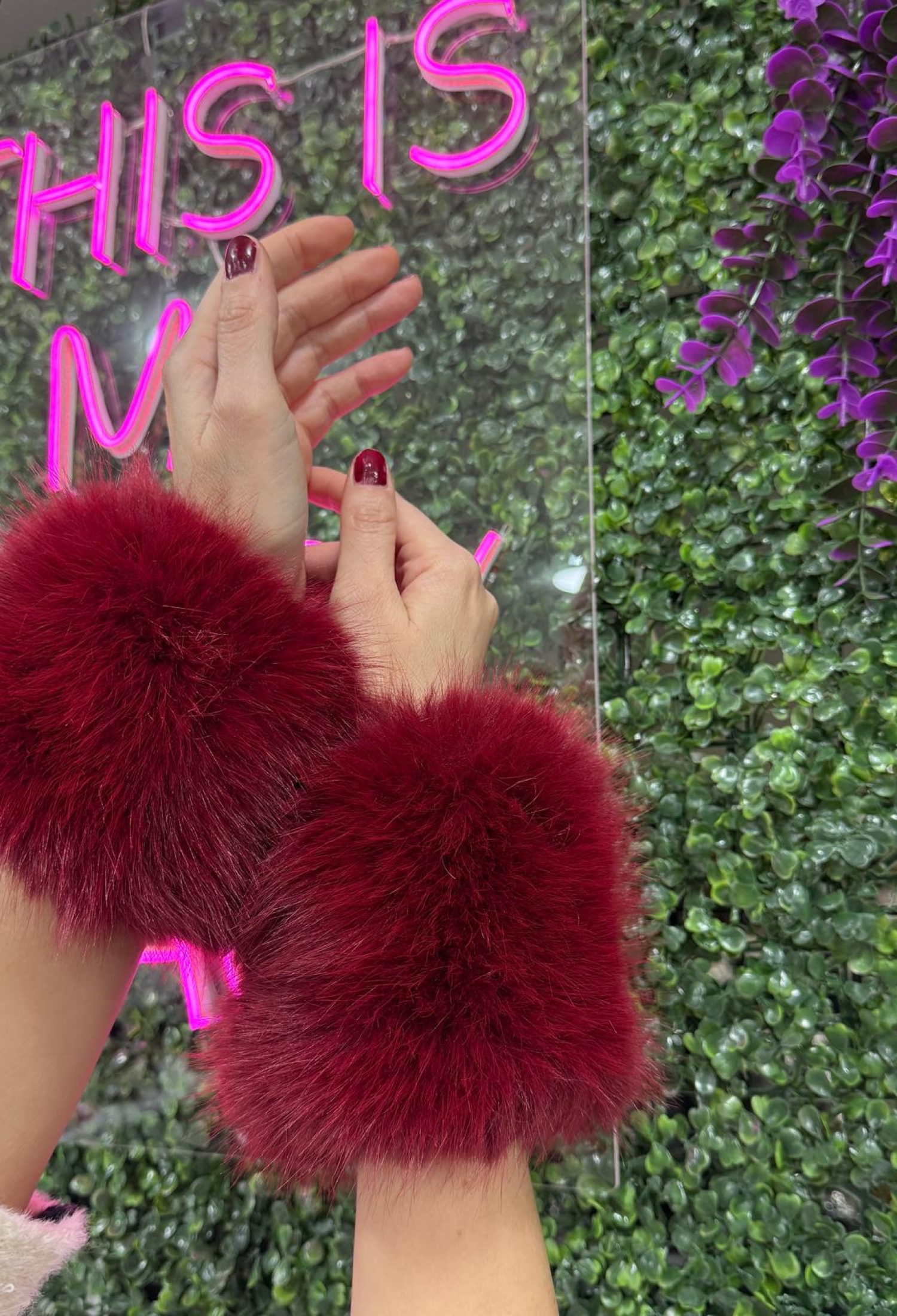 Mango Fabric Plush Sleeve Shirt - Burgundy - Brand: Axesoire - Women & Kids, Baby Clothes Wholesale - TheBS Women