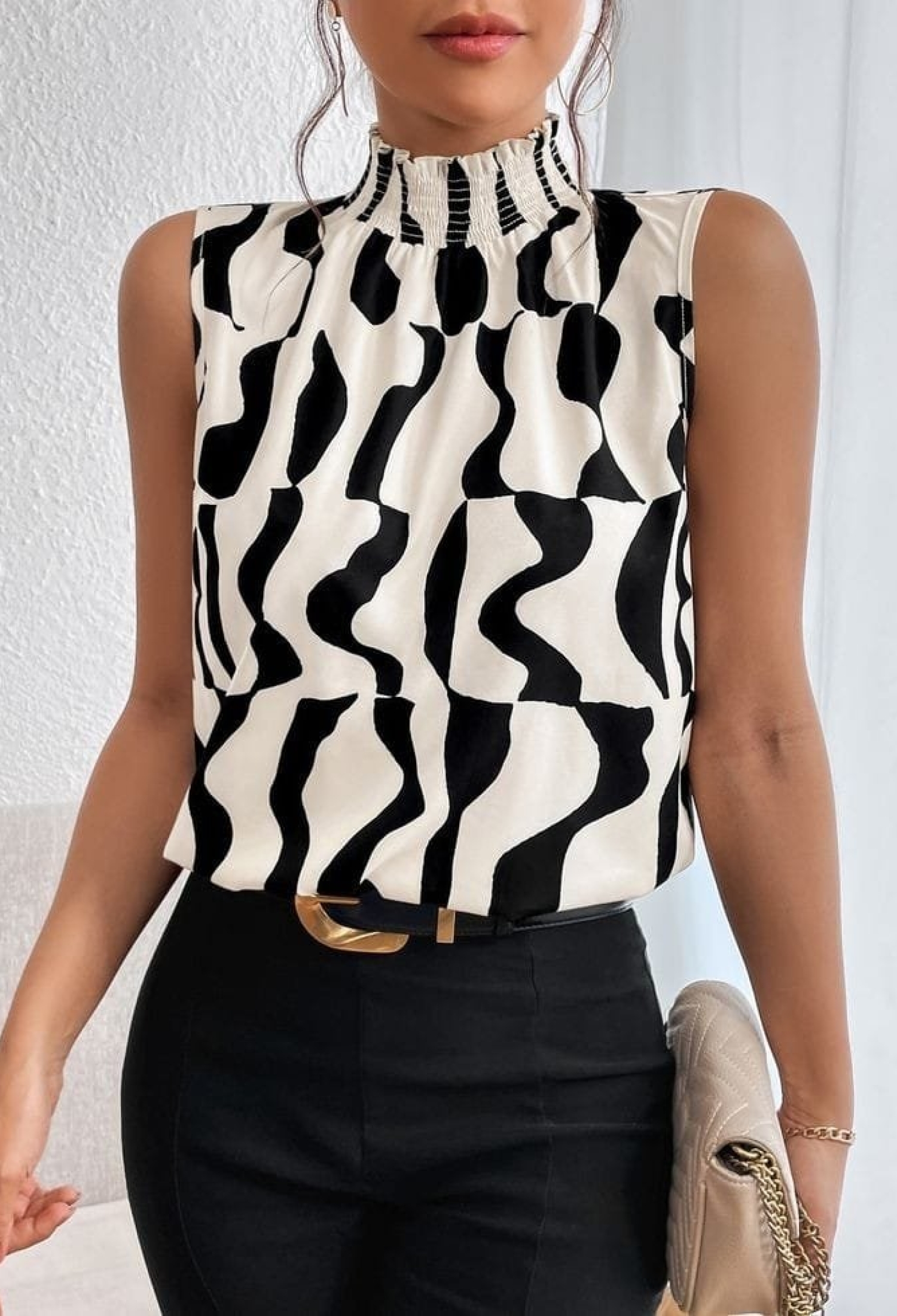 Women's Sleeveless Turtleneck Print Sweater Blouse - Brand: Janes - Women & Kids, Baby Clothes Wholesale - TheBS Women