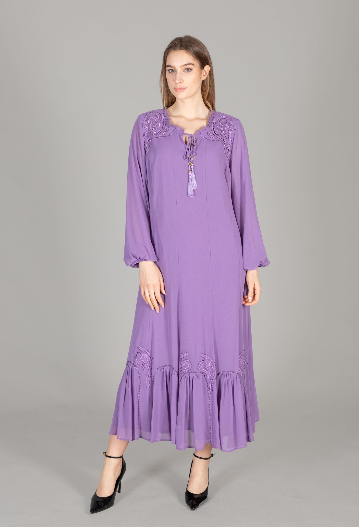 Round Neck Multi Chiffon Embroidered Dress - Brand: GUMANIZE - Women & Kids, Baby Clothes Wholesale - TheBS Women