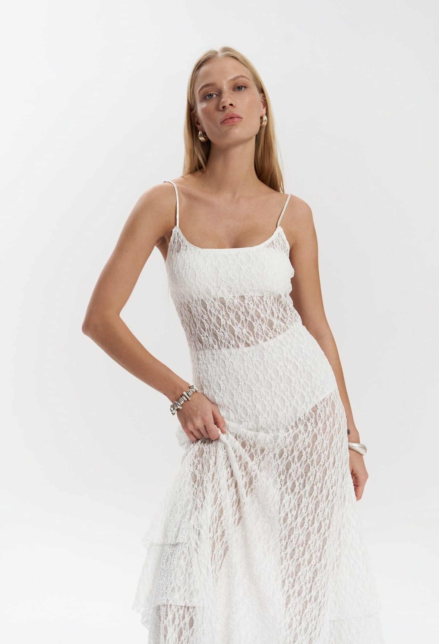 Hand Lace Ecru Long Dress - Brand: Mai Collection - Women & Kids, Baby Clothes Wholesale - TheBS Women