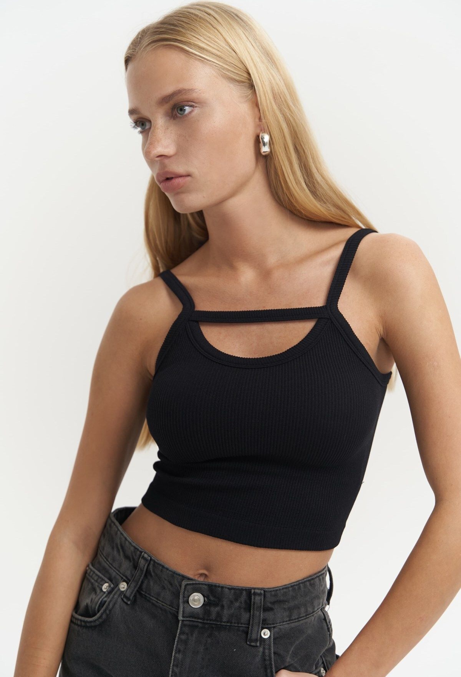 Noam Black Front Detail Ribbed Crop - Brand: Mai Collection - Women & Kids, Baby Clothes Wholesale - TheBS Women