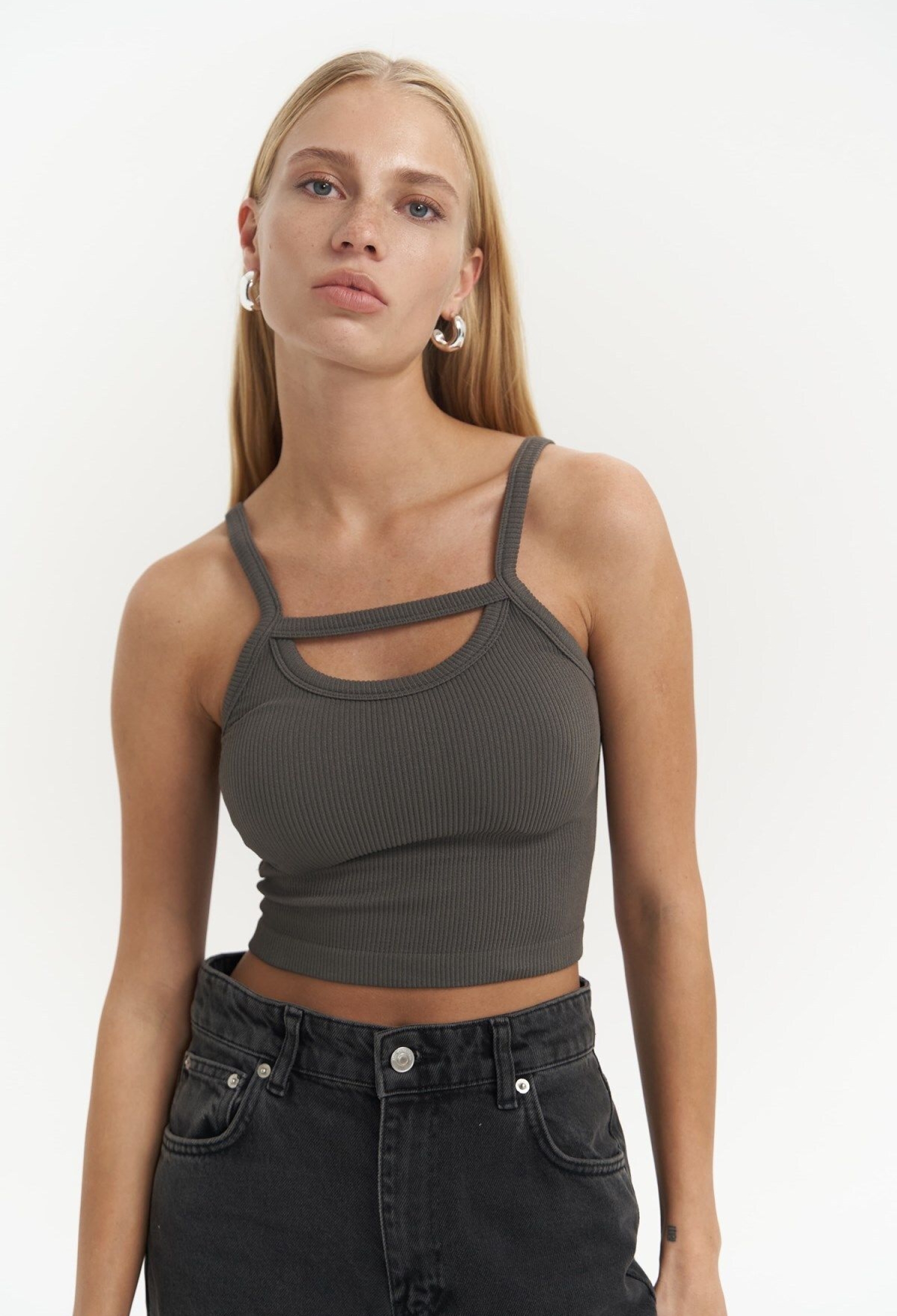 Noam Anthracite Front Detail Ribbed Crop - Brand: Mai Collection - Women & Kids, Baby Clothes Wholesale - TheBS Women
