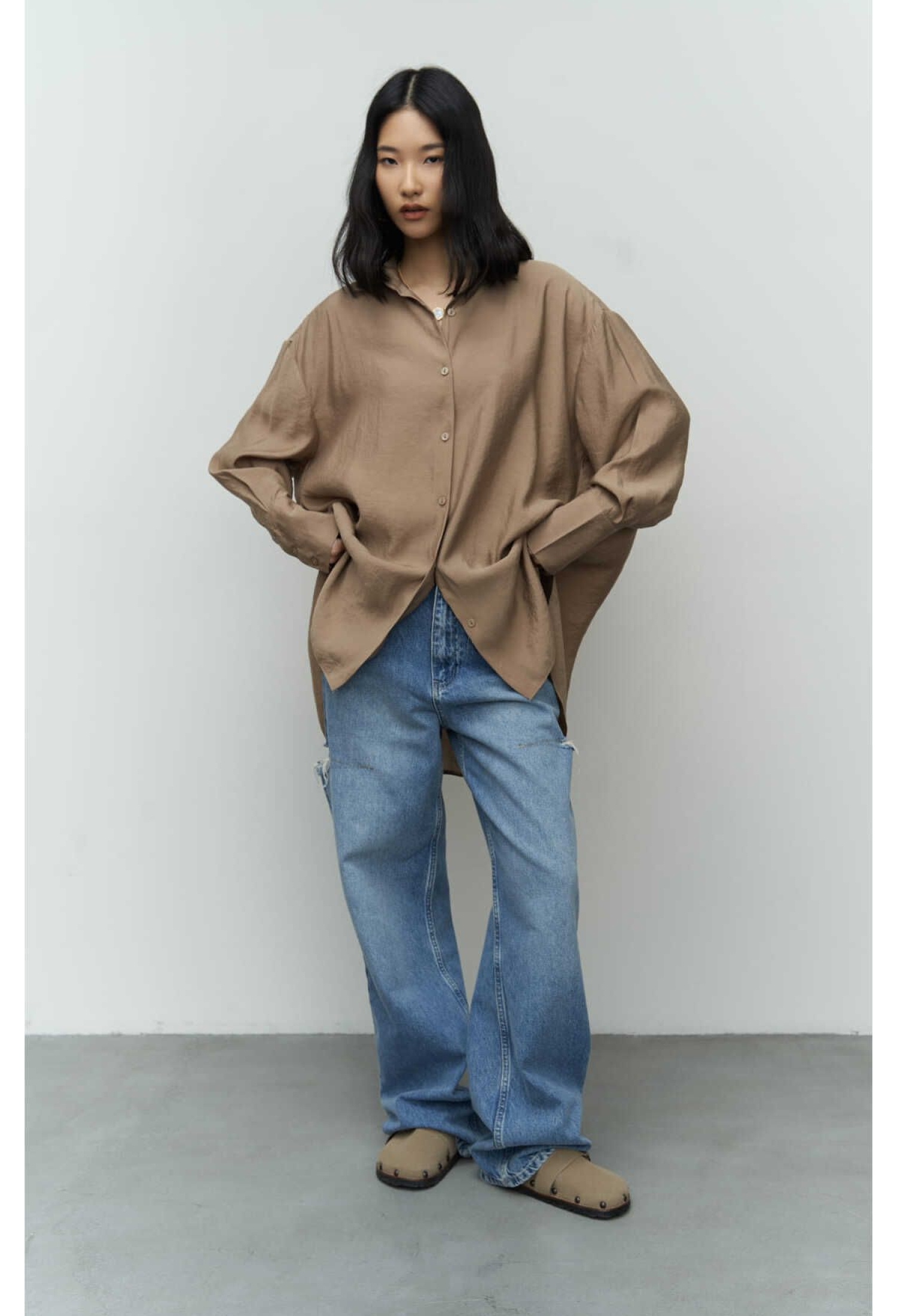 Zaria Open Mink Oversize Shirt - Brand: Mai Collection - Women & Kids, Baby Clothes Wholesale - TheBS Women