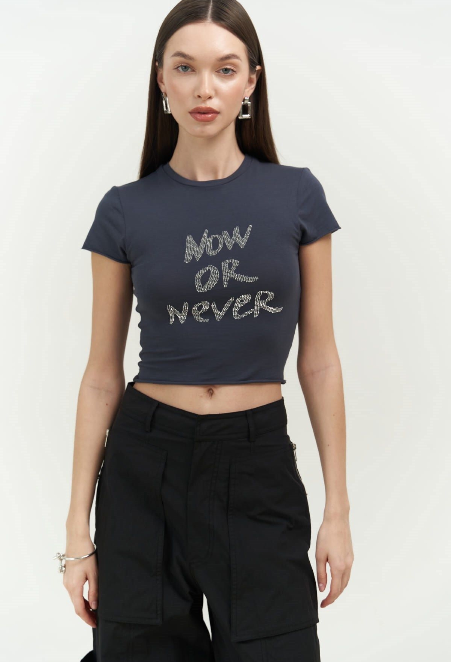 Now Or Never Anthracite Combed Crop - Brand: Mai Collection - Women & Kids, Baby Clothes Wholesale - TheBS Women