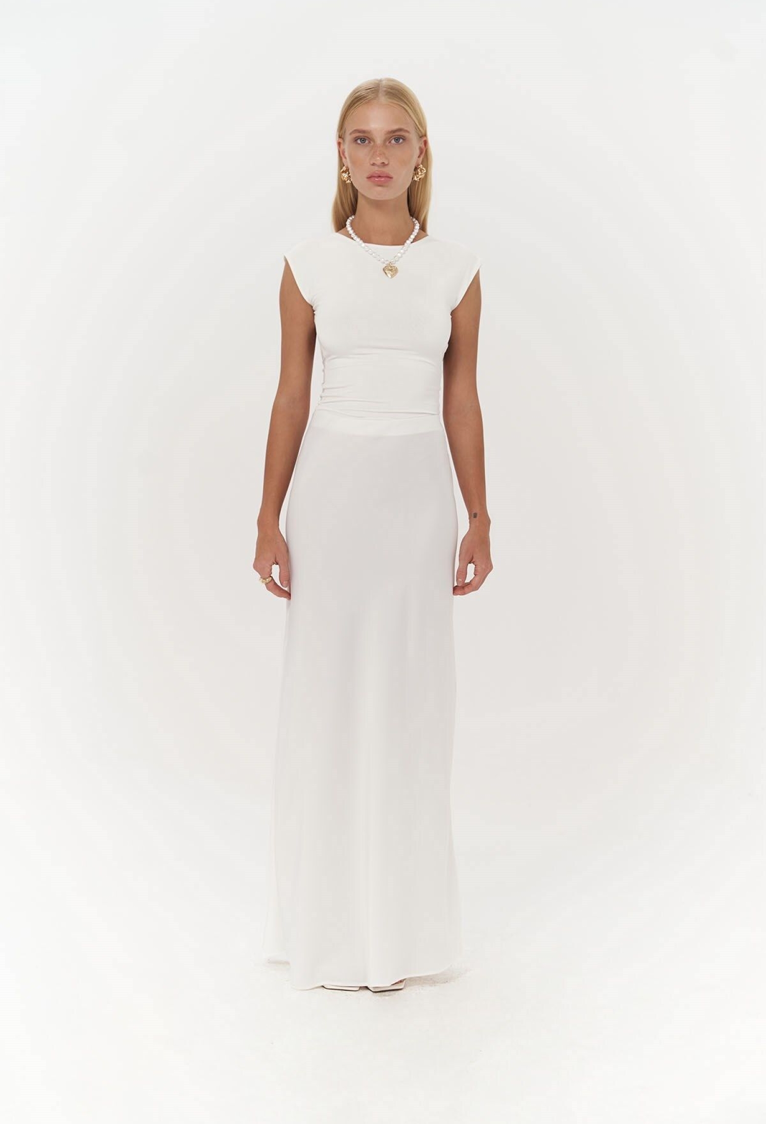 Cecil Slit Detail White Satin Skirt - Brand: Mai Collection - Women & Kids, Baby Clothes Wholesale - TheBS Women