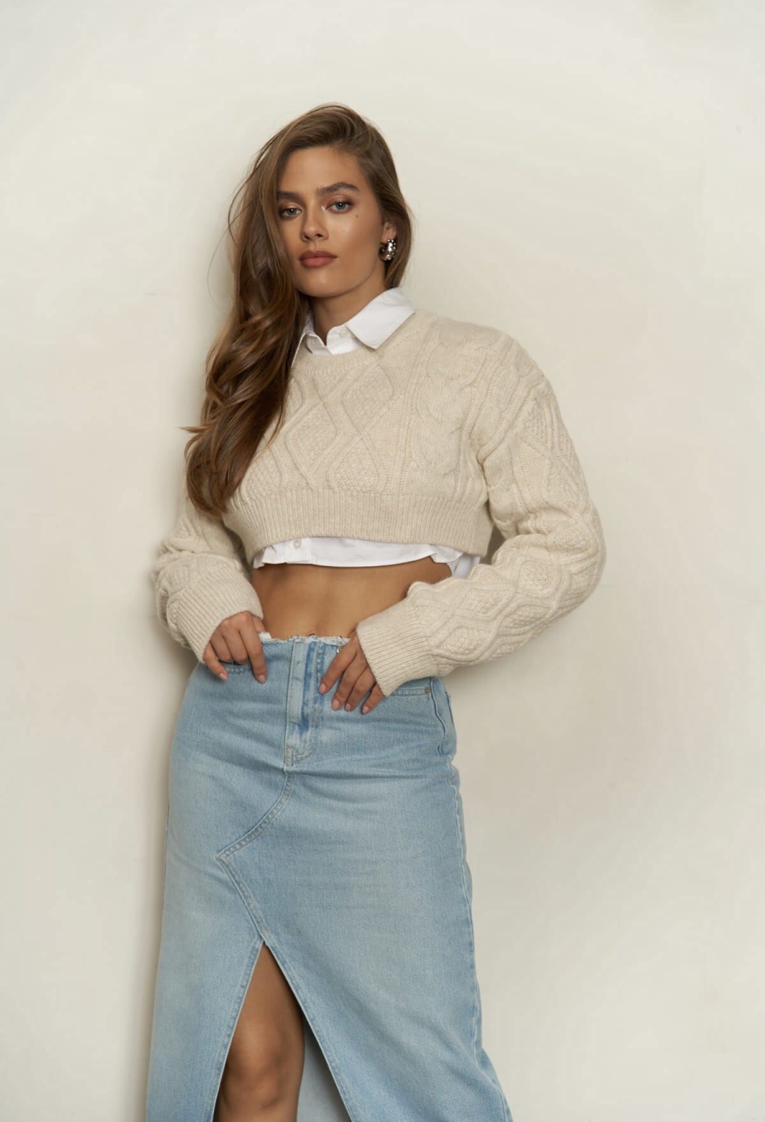 Mohan Beige Crop Sweater - Brand: Mai Collection - Women & Kids, Baby Clothes Wholesale - TheBS Women