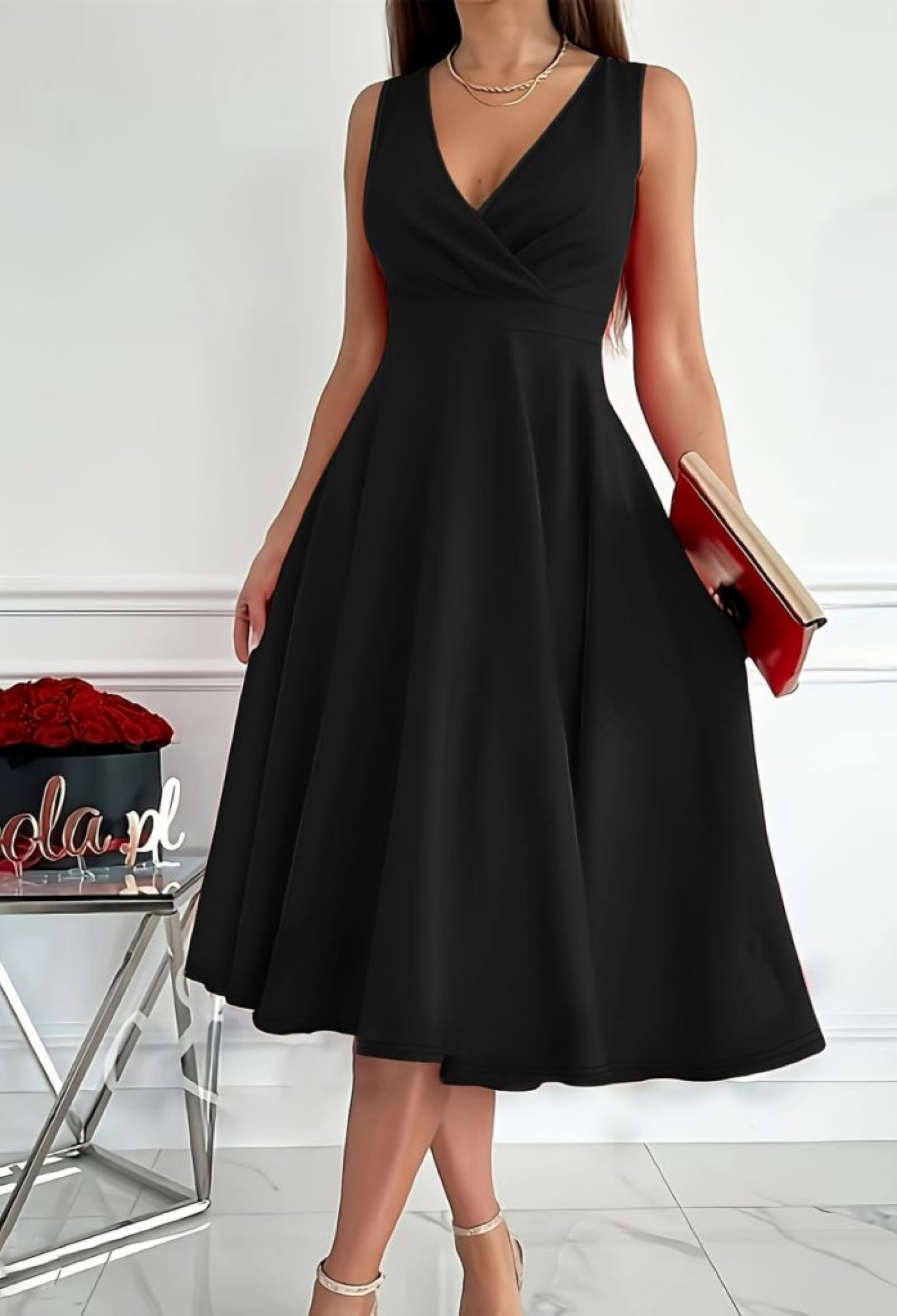 Women's Zero Sleeve Double-breasted Collar Skirt Flared Imported Crepe Mini Dress - Brand: Janes - Women & Kids, Baby Clothes Wholesale - TheBS Women