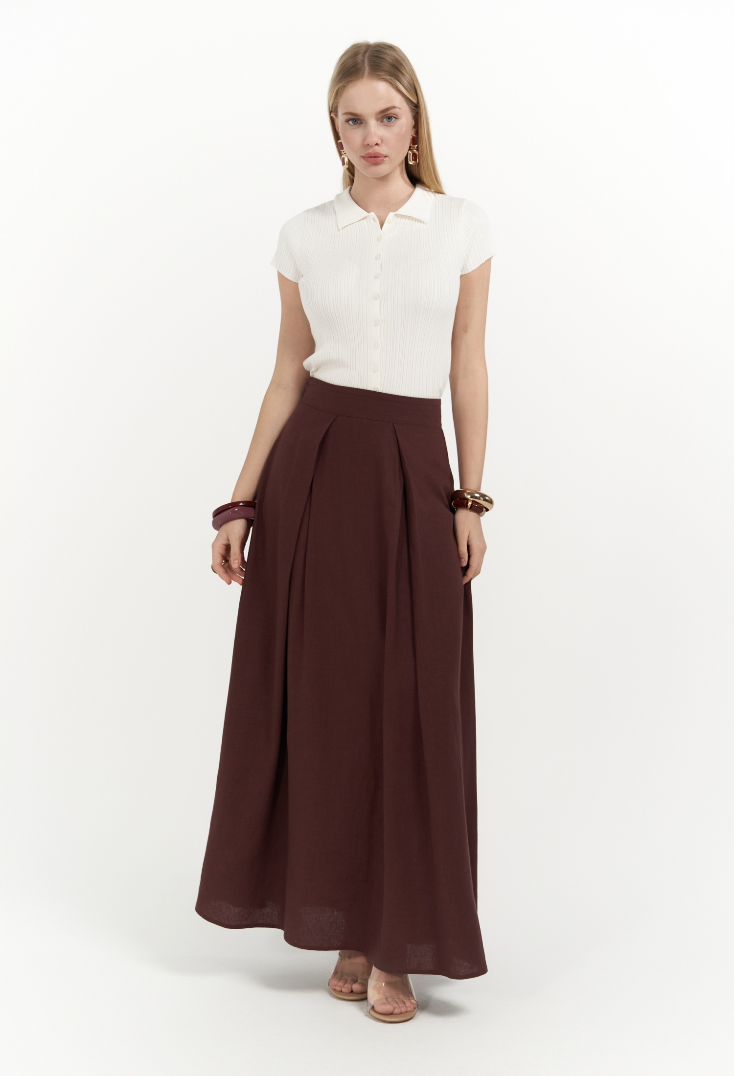 Mombasa Pile Detail Linen Skirt - Brand: Mai Collection - Women & Kids, Baby Clothes Wholesale - TheBS Women