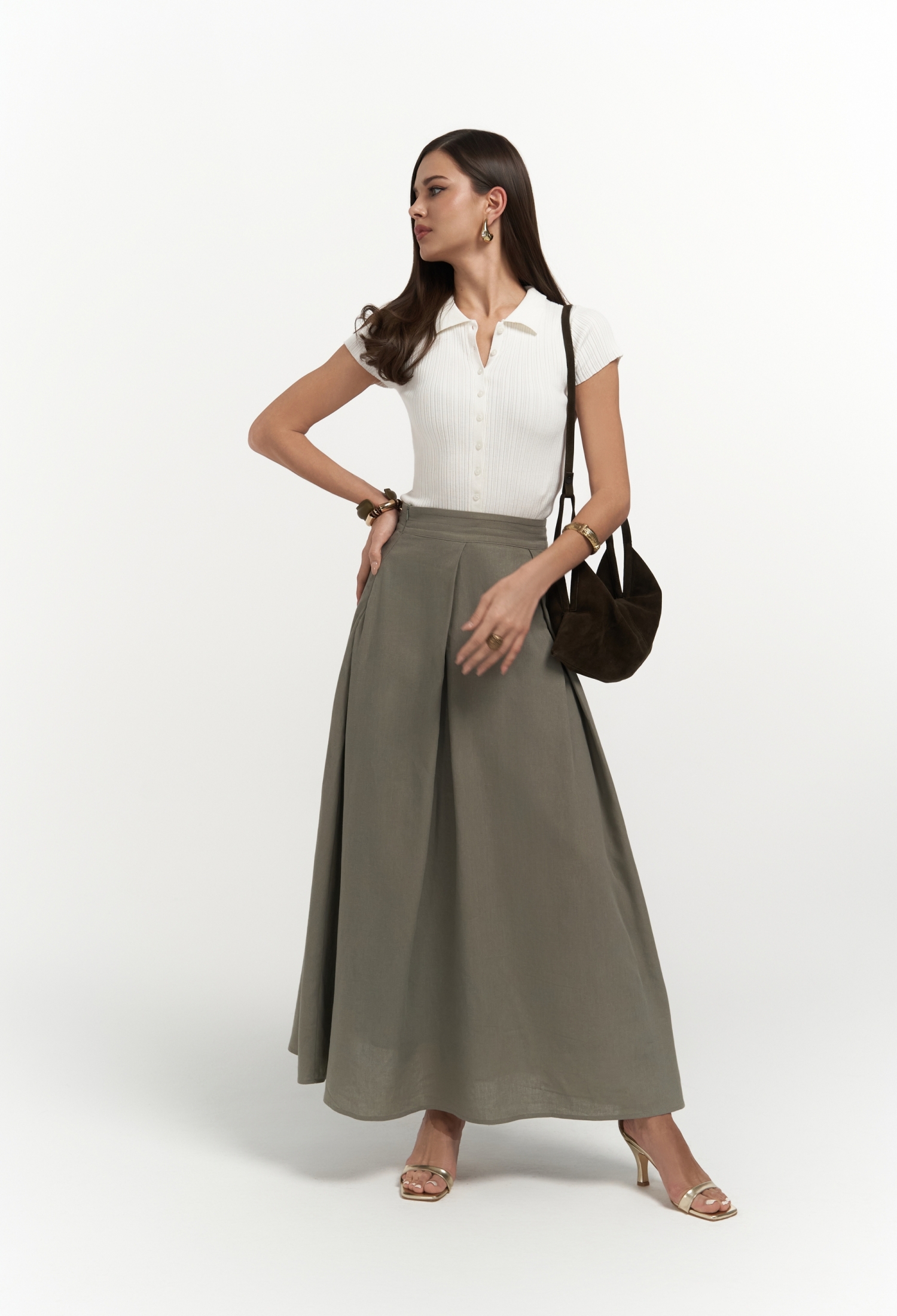 Mombasa Pile Detail Linen Skirt - Brand: Mai Collection - Women & Kids, Baby Clothes Wholesale - TheBS Women