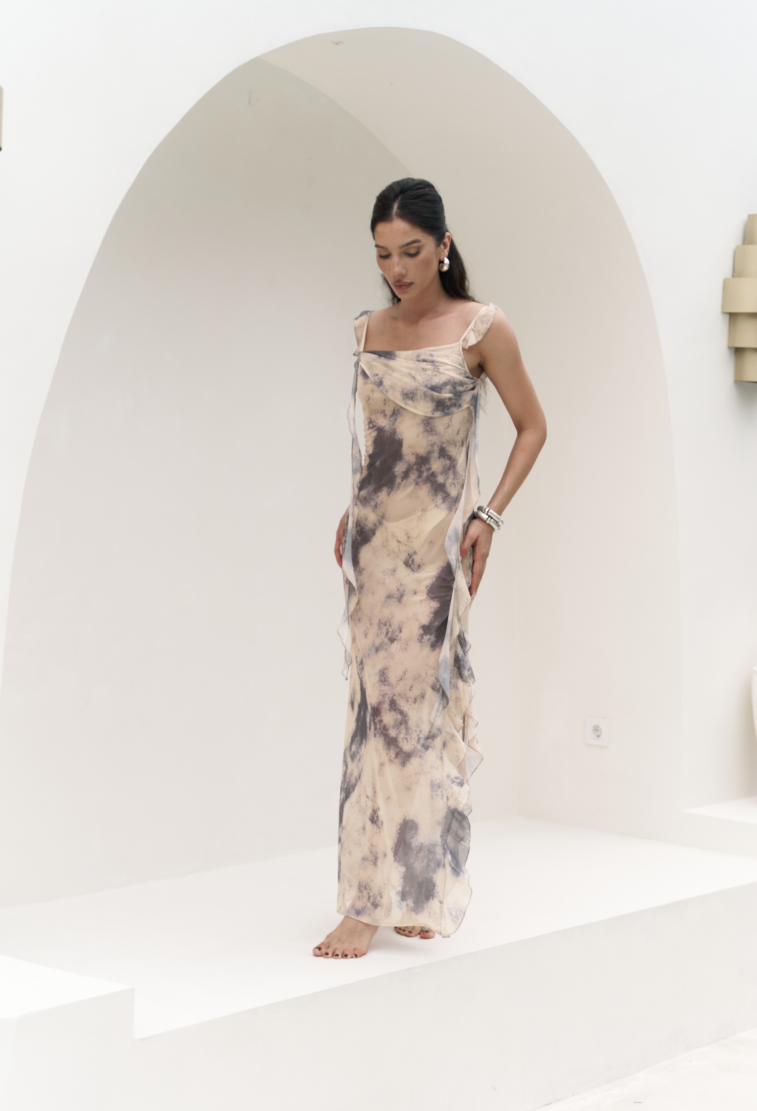 Magi Ruffle Detail Long Dress - Brand: Mai Collection - Women & Kids, Baby Clothes Wholesale - TheBS Women