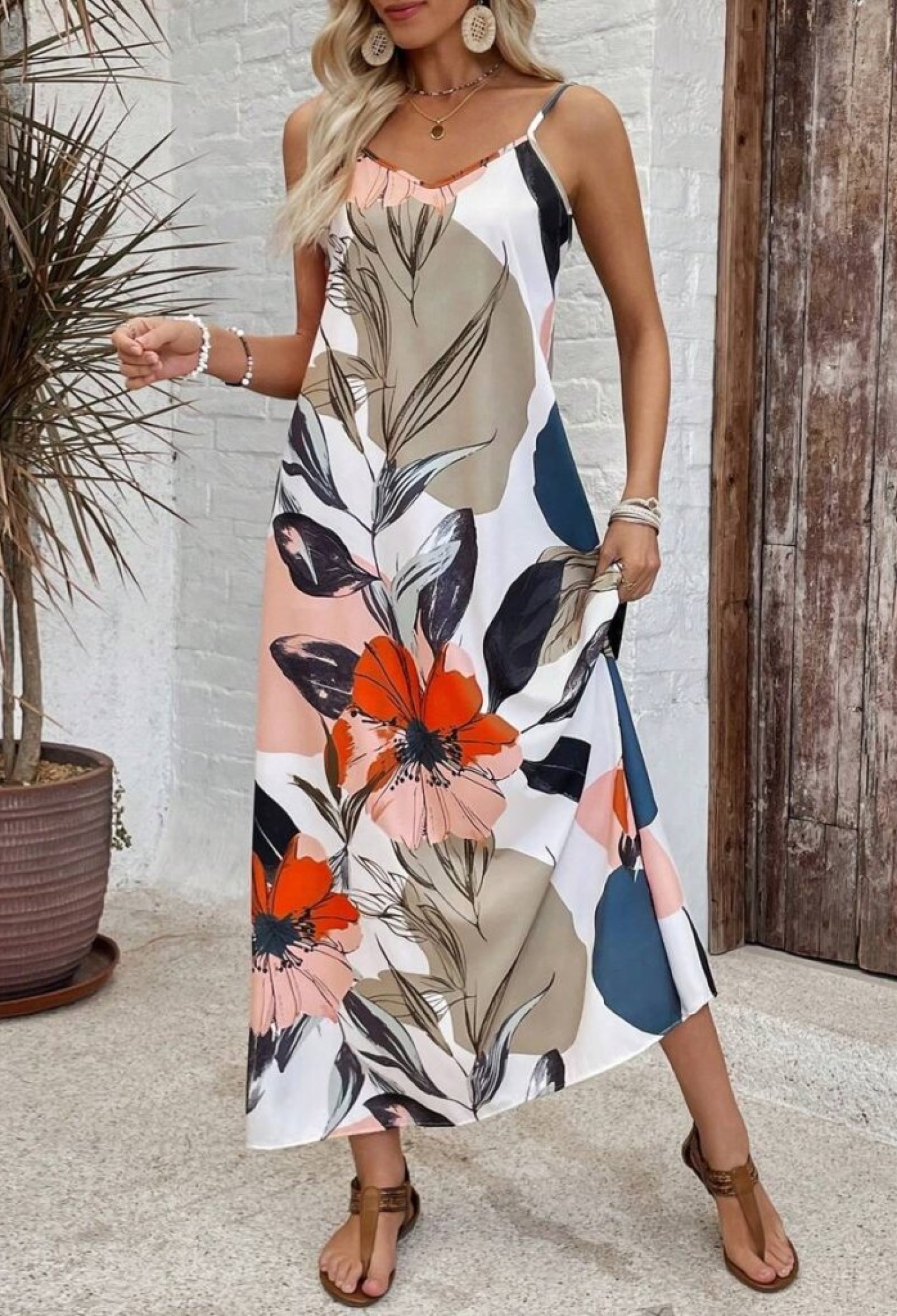 White Floral Slip Dress With V-Neck - Brand: Janes - Women & Kids, Baby Clothes Wholesale - TheBS Women