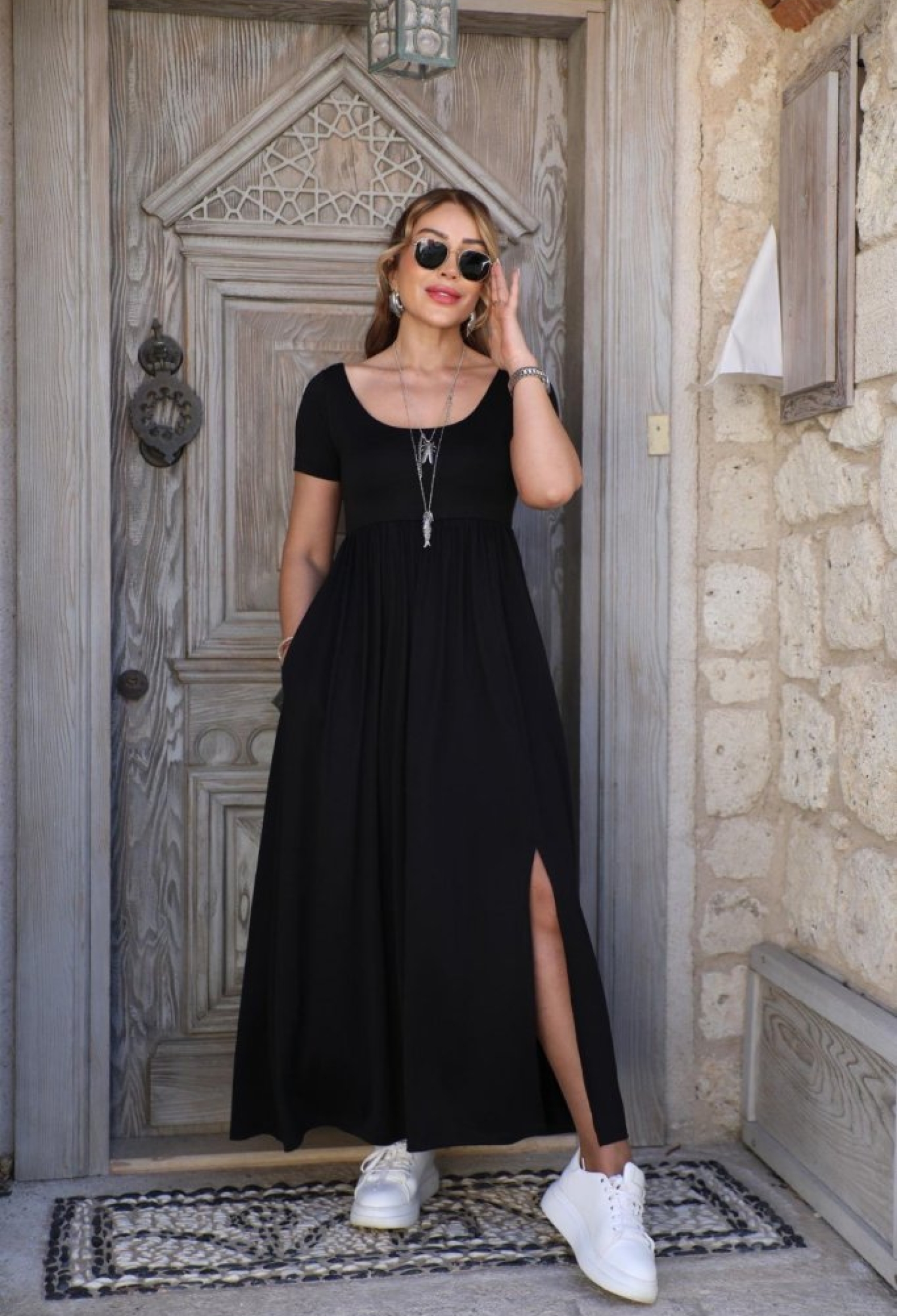 Fit And Flare Maxi Dress With Short Sleeves - Brand: Janes - Women & Kids, Baby Clothes Wholesale - TheBS Women