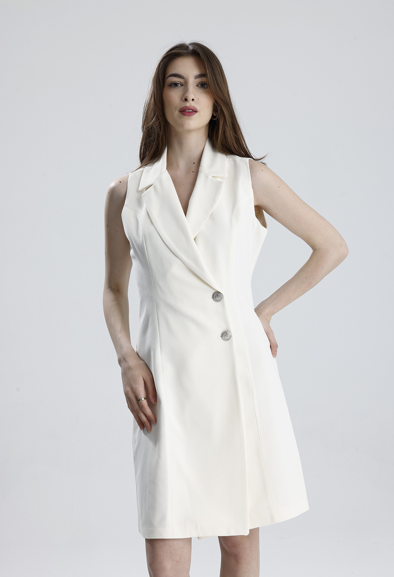 White Elegant Formal Blazer Dress - Brand: SENSE - Women & Kids, Baby Clothes Wholesale - TheBS Women